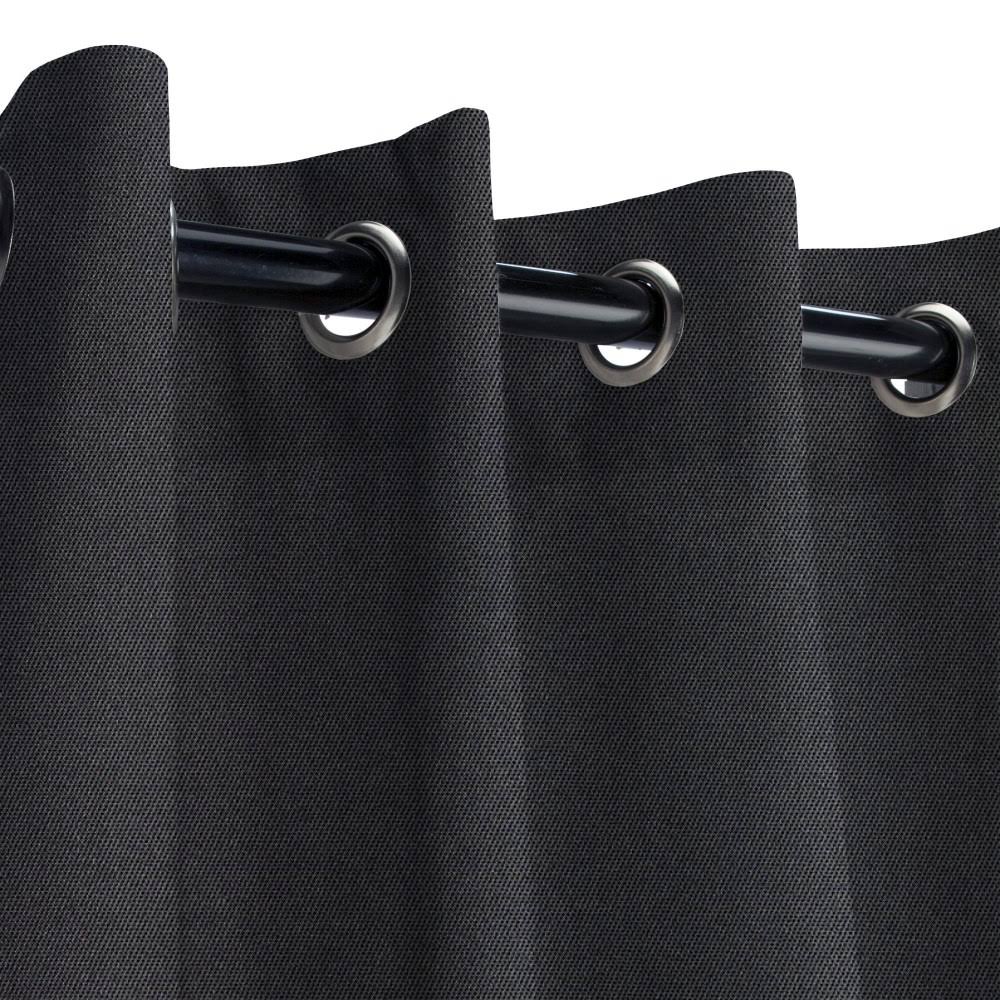 Sunbrella Canvas Raven Black Outdoor Curtain with Nickel Grommets 50 in. x 108 in. XD_A0BQVO6W