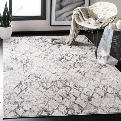Lisson Geometric Gray Area Rug Bungalow Rose Rug Size: Rectangle 12' x 18' OE_UZLMUWZO