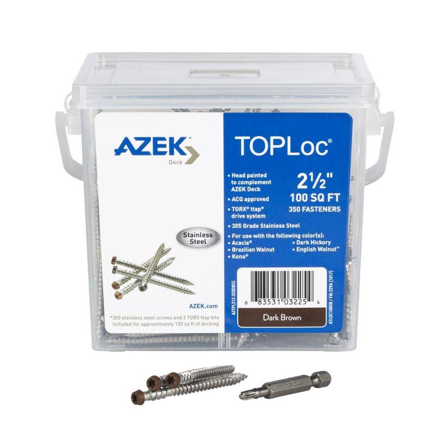 TimberTech TOPLoc for Azek Deck- 100 Sq ft Dark Brown (350- 2-1/2-in Screws, 2 Bits) Stainless Steel | ATLOC100DB WZ_XC8Z6E1O