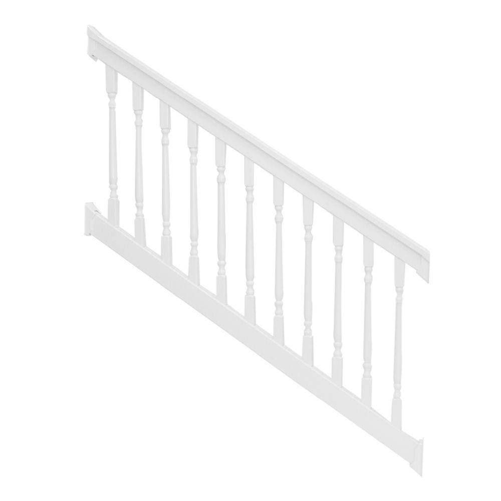 Weatherables Delray 3.5 ft. H x 6 ft. W Vinyl White Stair Railing Kit with Colonial Spindles YD_9NASVK5U