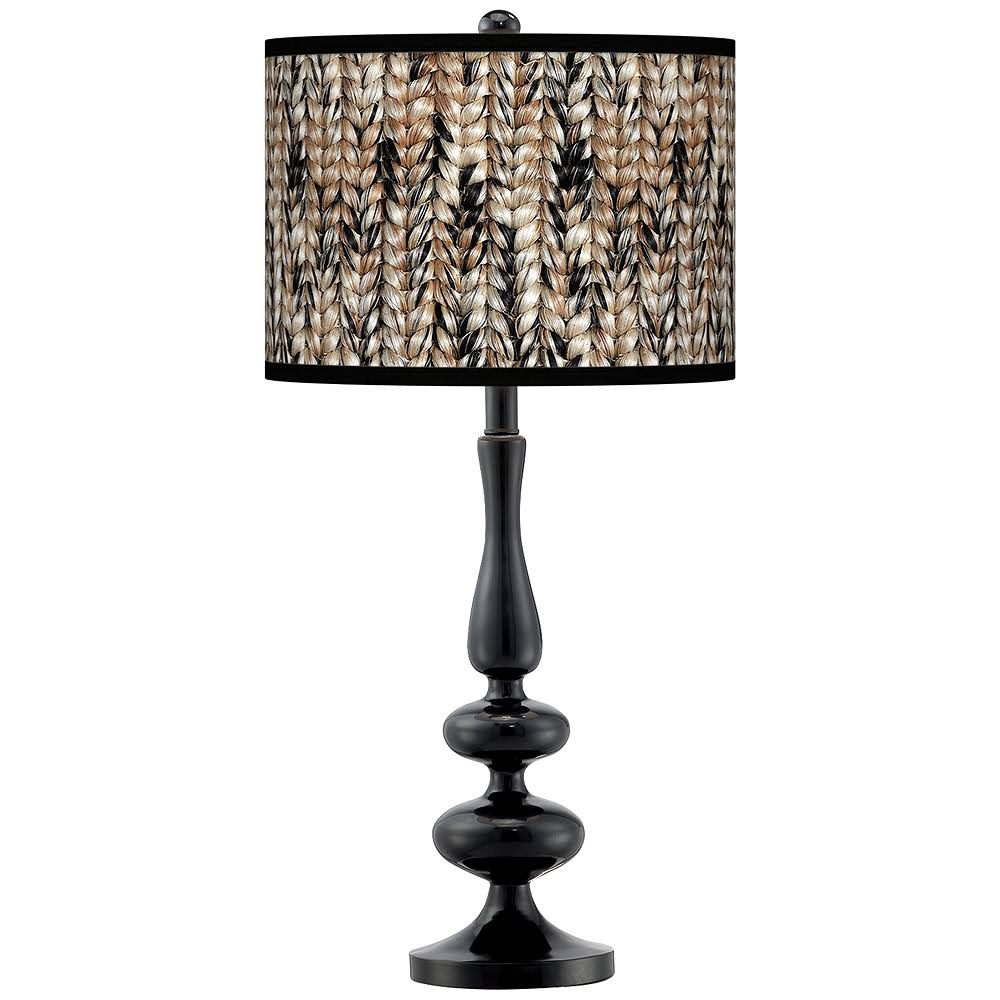Giclee Gallery Braided Jute Giclee Paley Black Table Lamp XV_O9DKVGJI