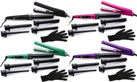 Surecure Professional Salon Curling Wand and Flat Iron - 7 Piece Yes Pink 450 Degrees Curling Wand and Flat Iron OQ_TCJM4G5E