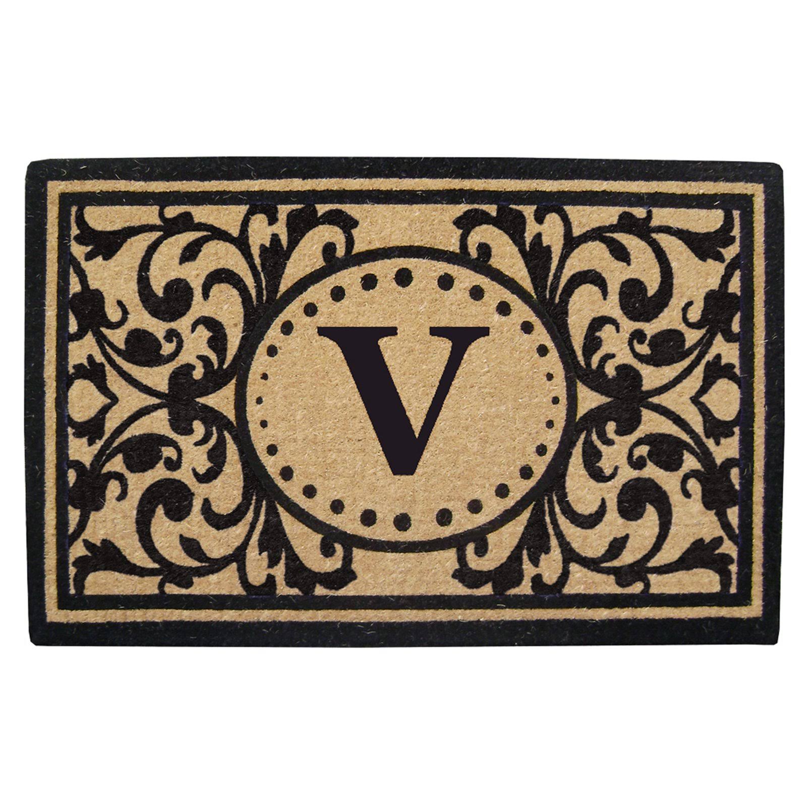 Nedia Home O2325V 30 x 48 in. Heavy Duty Heritage Coco Mat Monogrammed V 31_2J3HCMAB