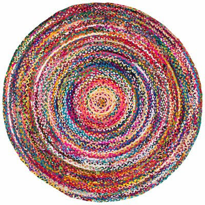 Waterford Handmade Braided Cotton Multicolor Area Rug Zipcode Design Rug Size Round 4' L9_CRGPJV5C