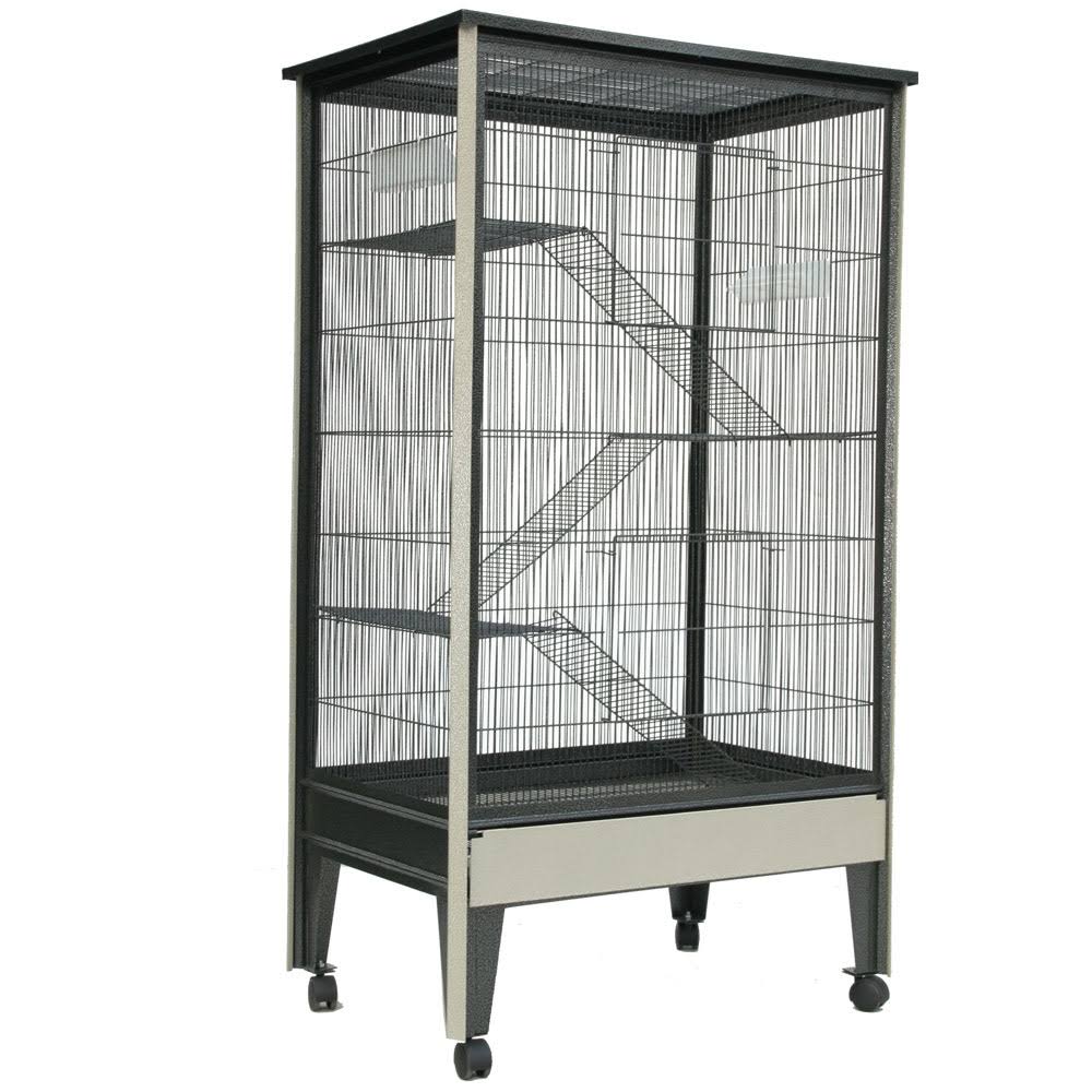 A E Cage Co Large 4 Level Small Animal Cage on Casters, Black KN_6HTX8OFB
