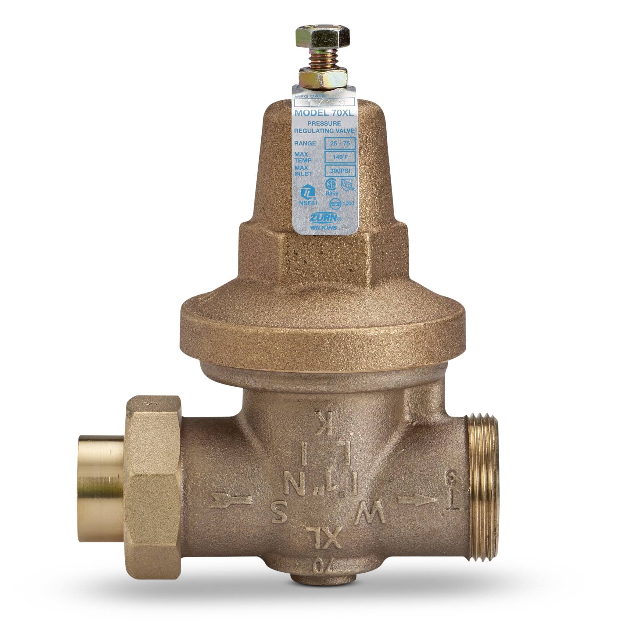 Wilkins Pressure Reducing Valve Double Union Copper Swet 3/4 in. Lead Free Zurn 34-70XLDUC BG_W56GRMKP