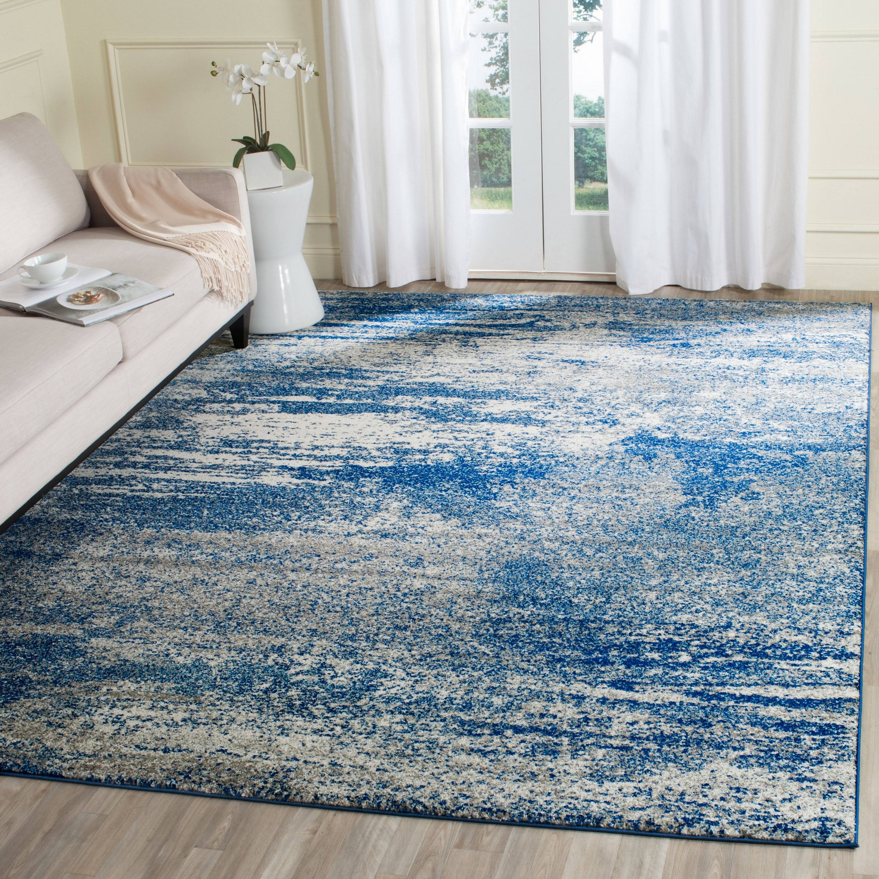 Safavieh Evoke Erika Modern Abstract Distressed Rug - 9' x 9' Square - Navy/Ivory 33_HMC6KBG4