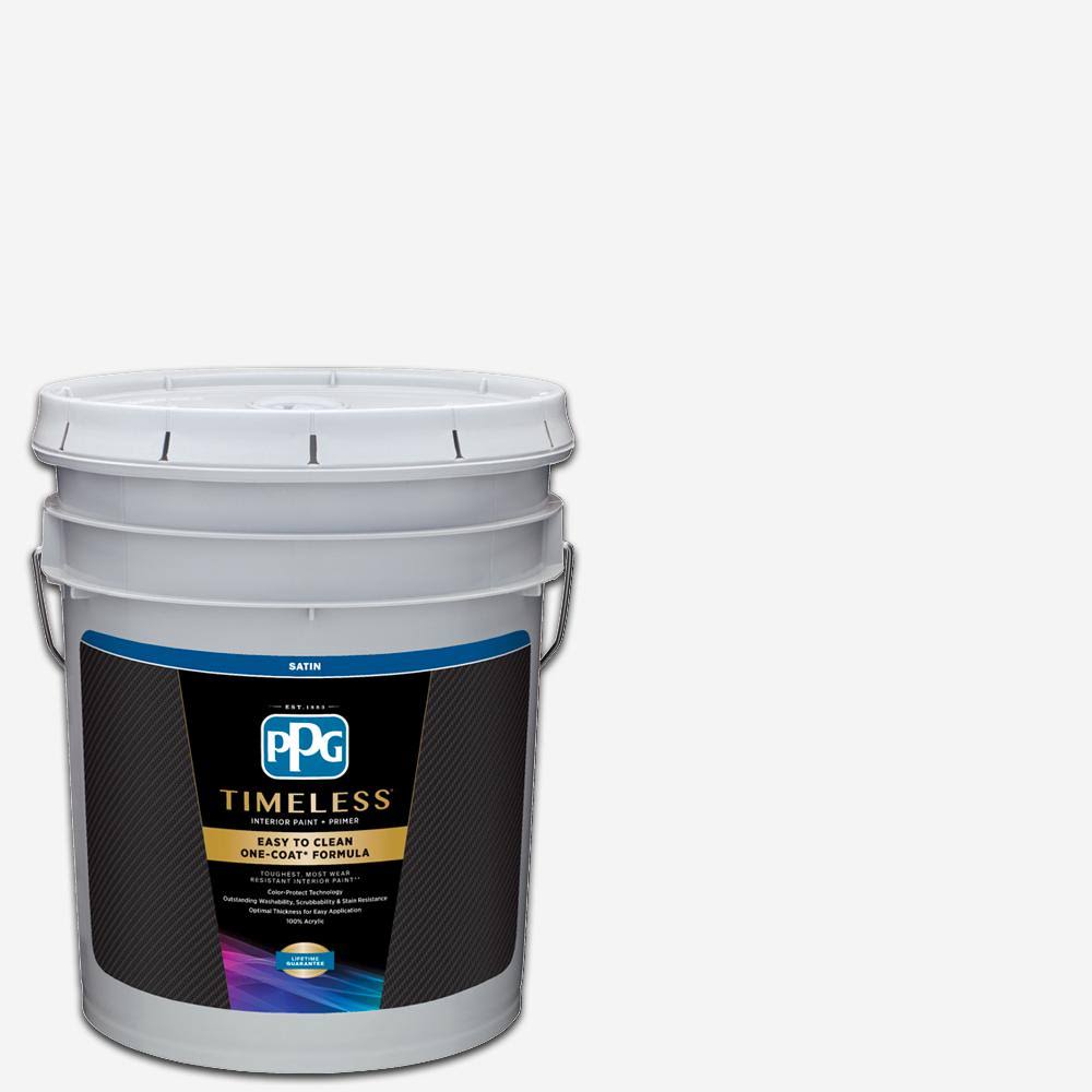 PPG Timeless 5 gal. Pure White/Base 1 Satin Interior Paint with Primer LM_ZCSMCJ2L