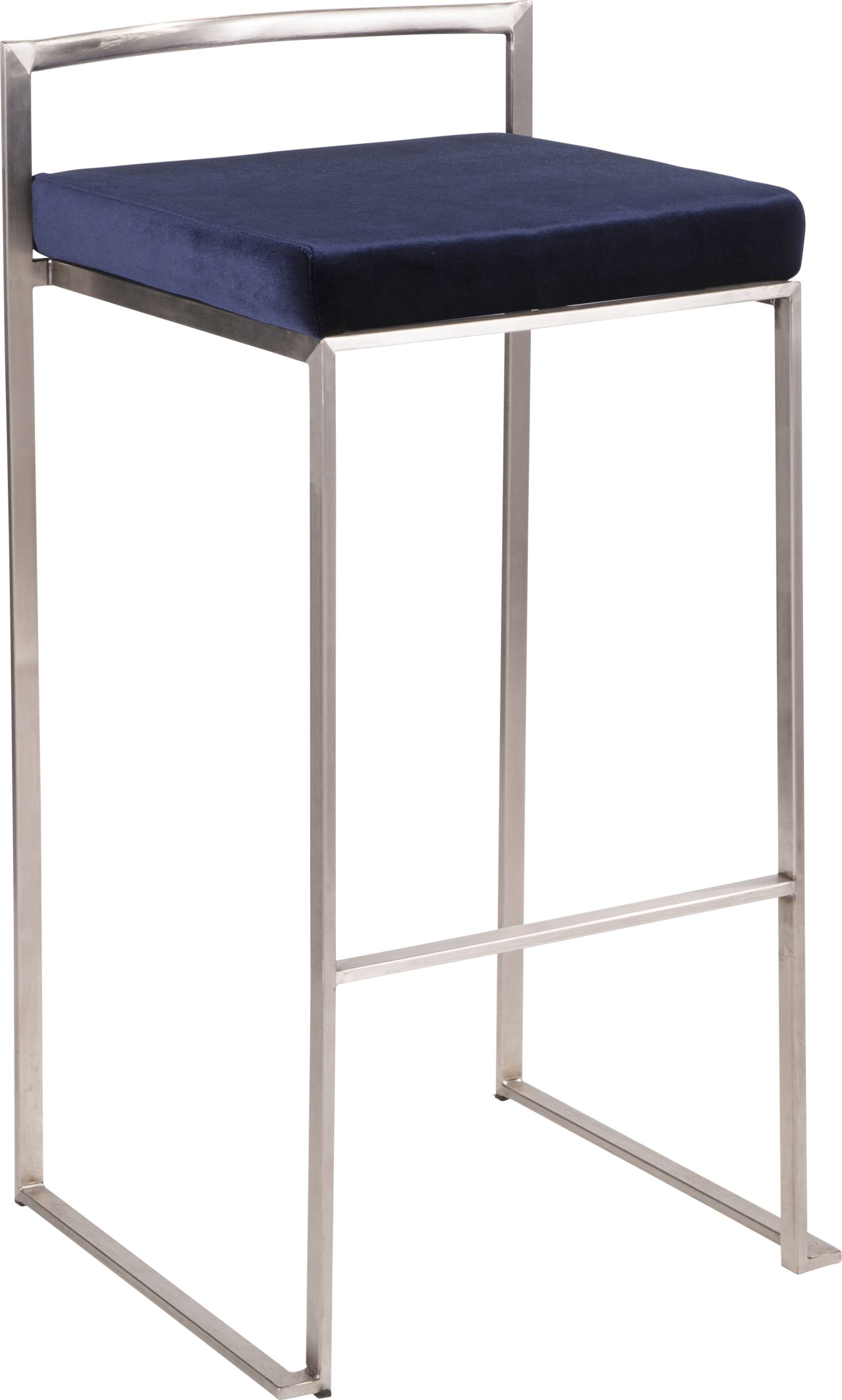 LumiSource Fuji Barstool - Set of 2 - Stainless Steel, Blue H2_ABTF6RQ2