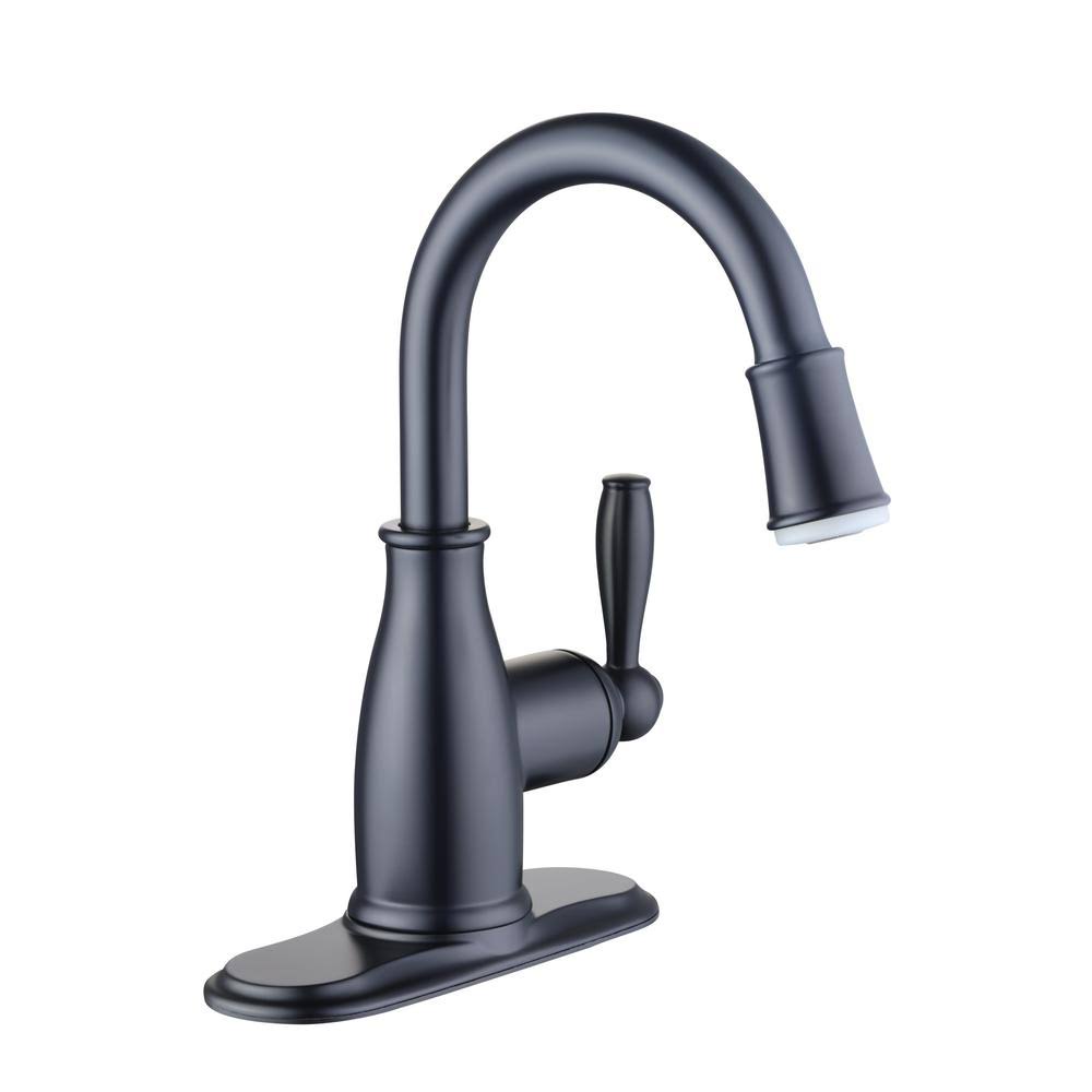 Glacier Bay Mandouri Single-Handle Single Hole LED High-Arc Bathroom Faucet in Matte Black BN_KZBYZSKM