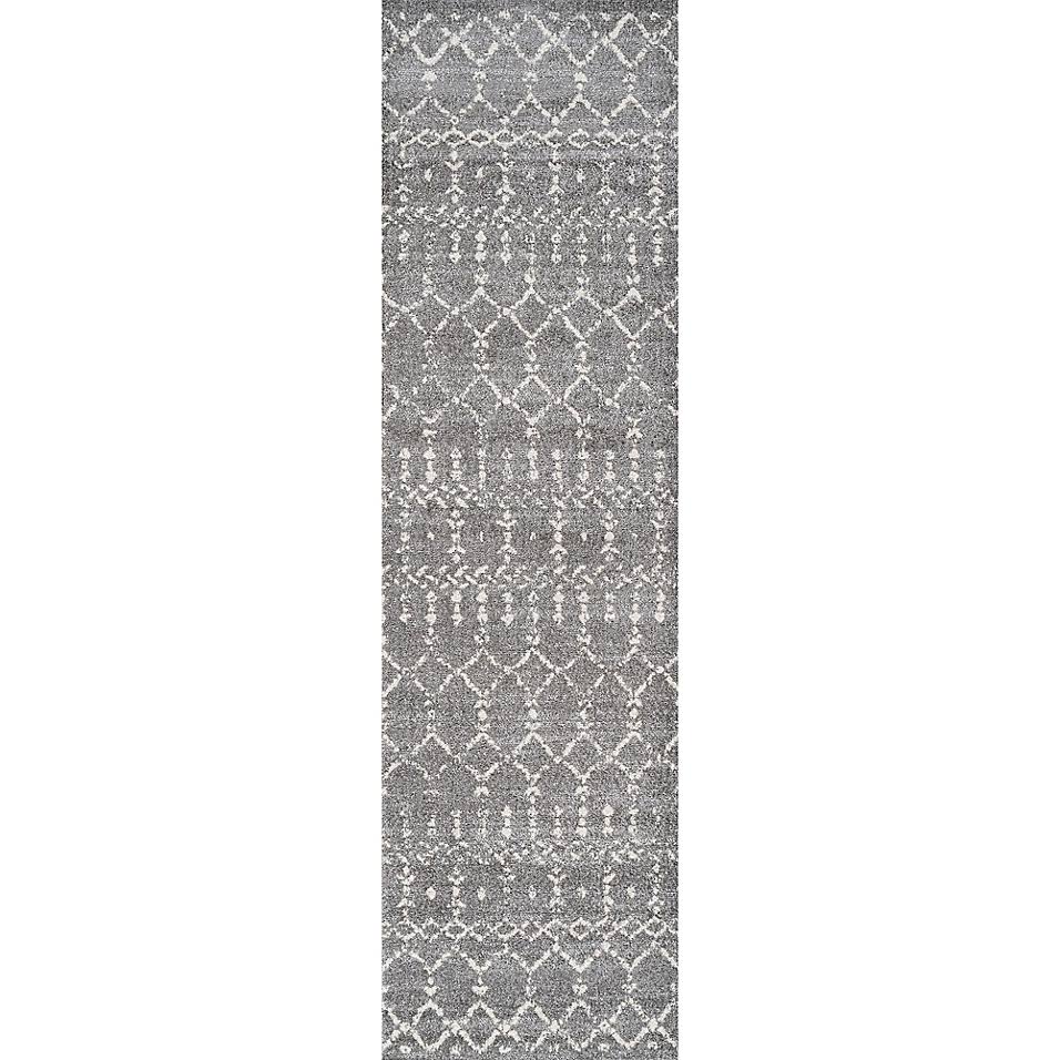 Jonathan Y Moroccan Hype Boho Vintage Diamond Gray/Ivory 2 ft. x 8 ft. Runner Rug UO_OQ6PHXDJ