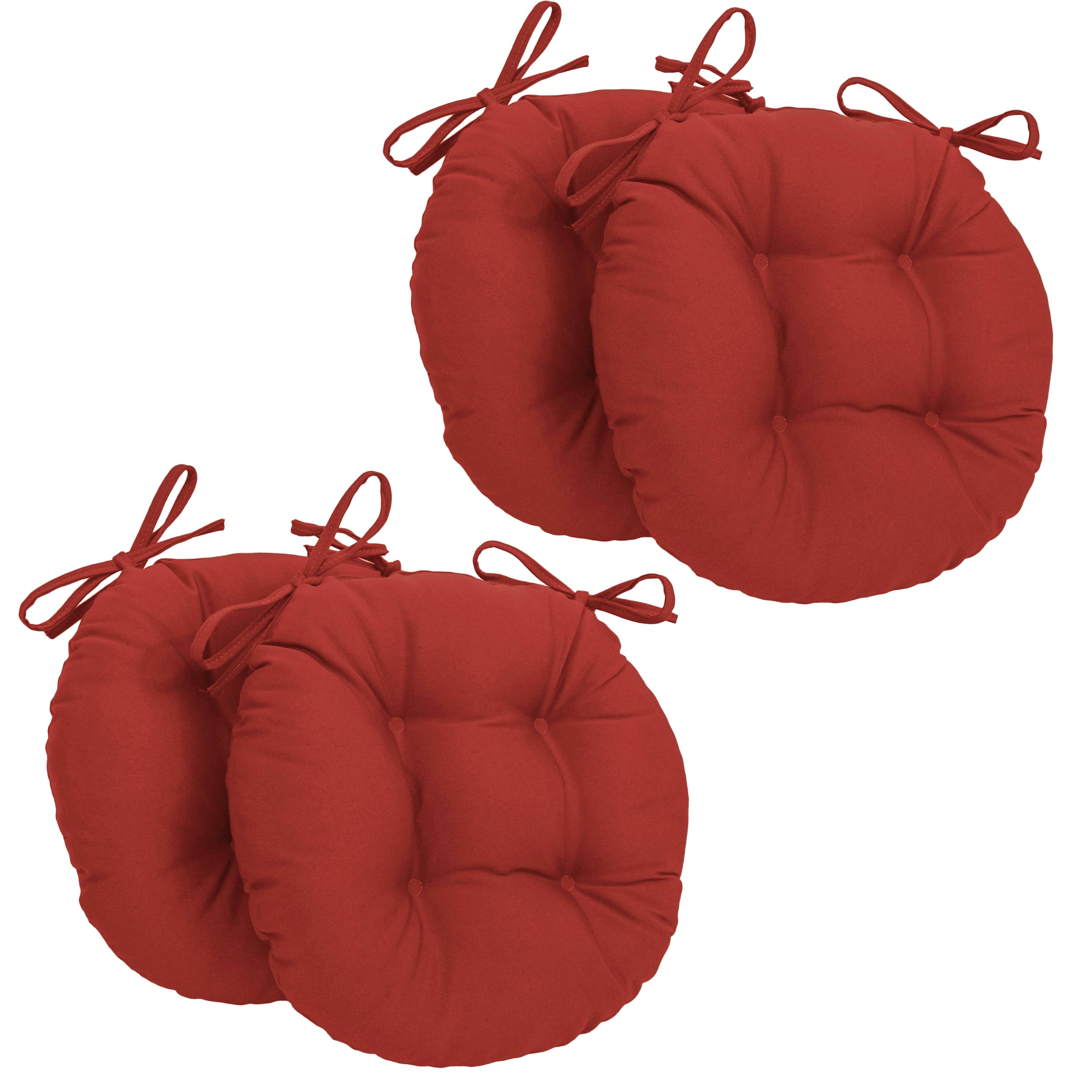 16-Inch Solid Twill Round Tufted Chair Cushions Set of 4 - Ruby Red GF_QTNBYZHZ