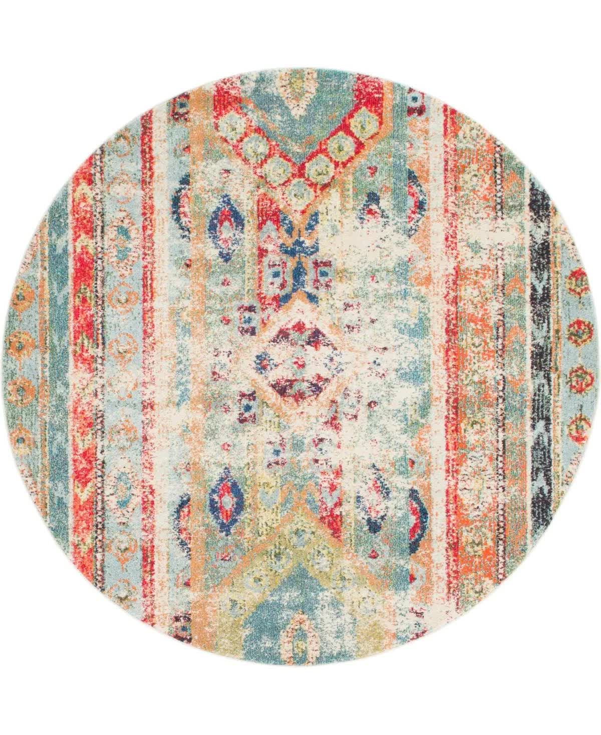 Unique Loom Sedona Blue 6 ft Round Area Rug TX_YG2OKCU8