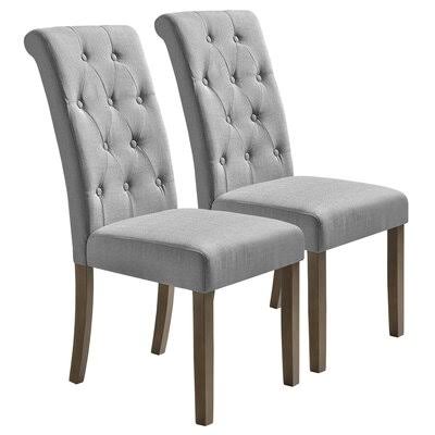 Ammerman Tufted Solid Wood Dining Chair August Grove Upholstery Color Gray XA_TW21EGYA