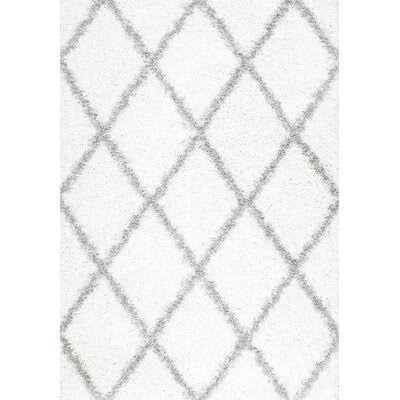 Colona Geometric Shag White Area Rug Mercury Row Rug Size Rectangle 10' x 14' OD_PLYTWLVN