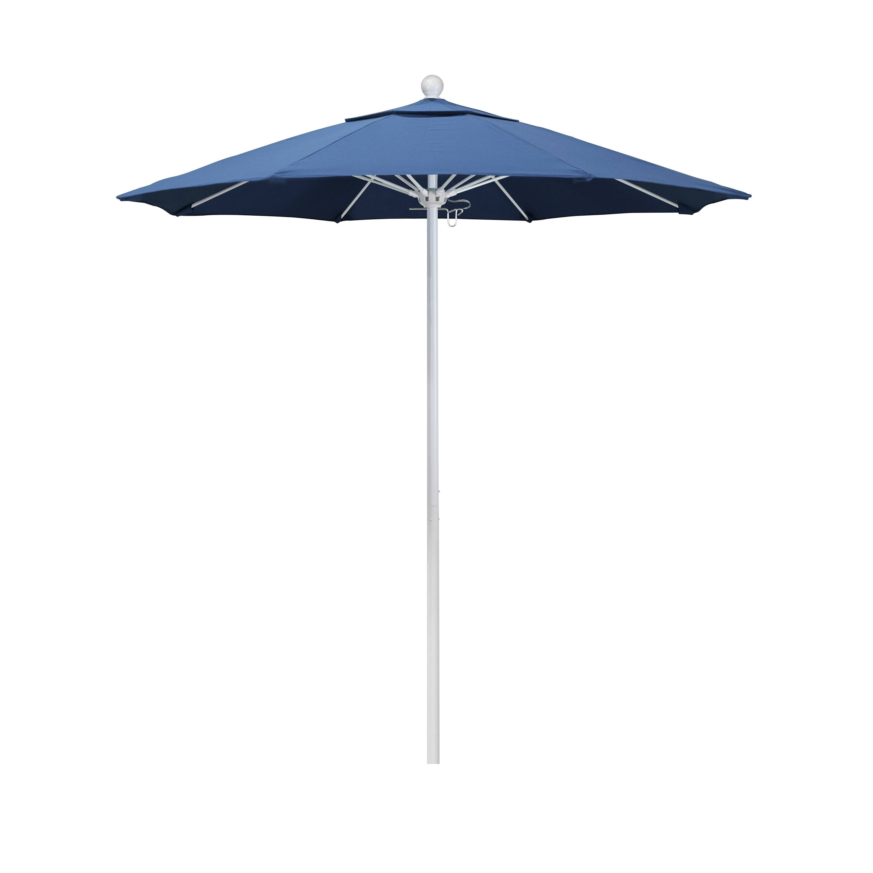 California Umbrella - 7.5' Fiberglass Market Umbrella F26 - Frost Blue 170 Matted White - Olefin 4F_IONFW7CK