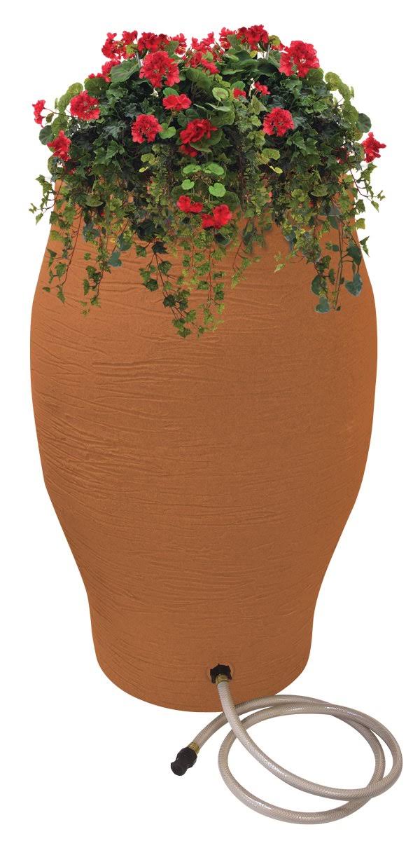 Emsco 2262-1 Terra Cotta Urn with Planter 60 Gallon Rain Barrel LU_MFHMHKZO