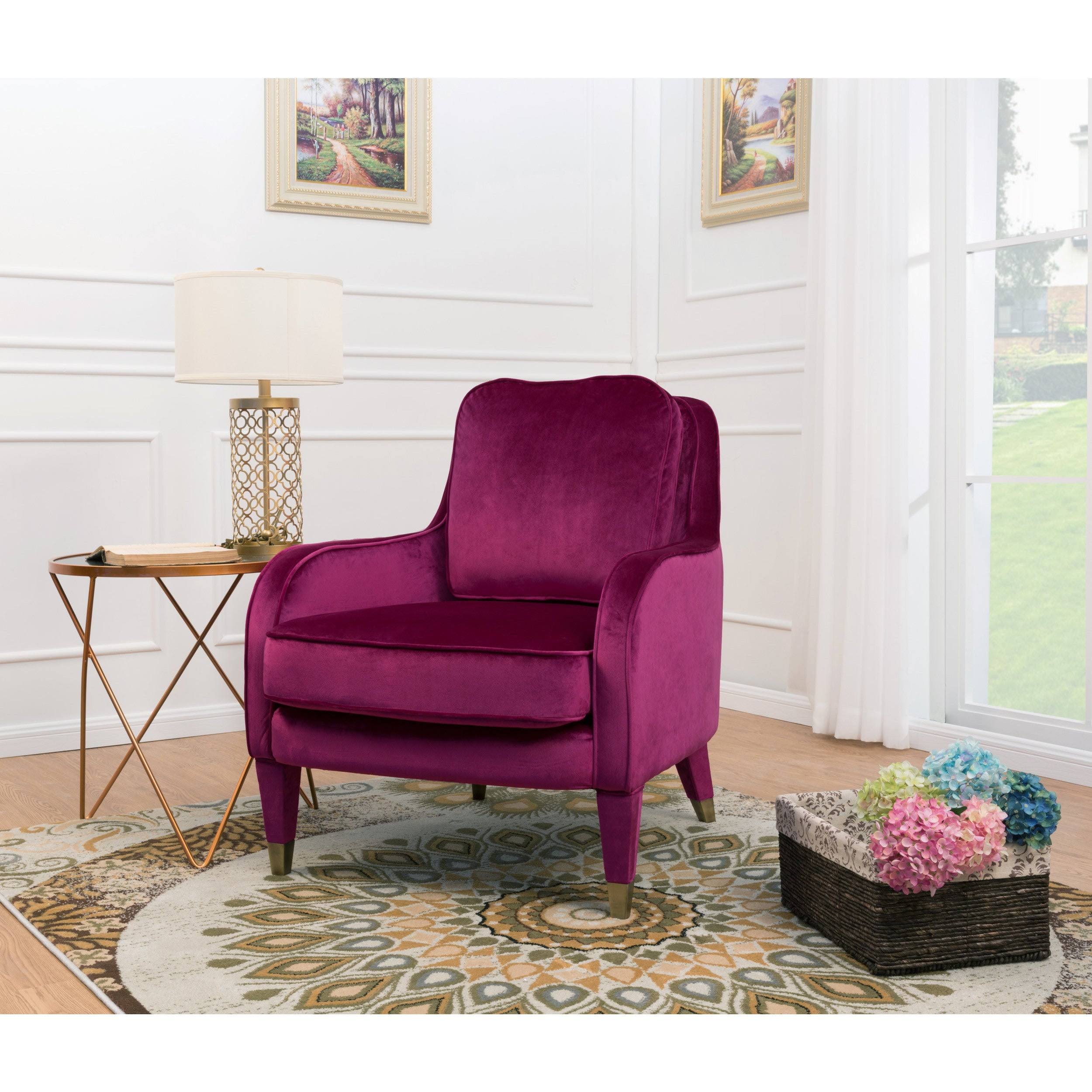 Chic Home Milka Velvet/ Metal Trim Upholstered Accent Club Chair - Plum 3T_SMPPOFTB