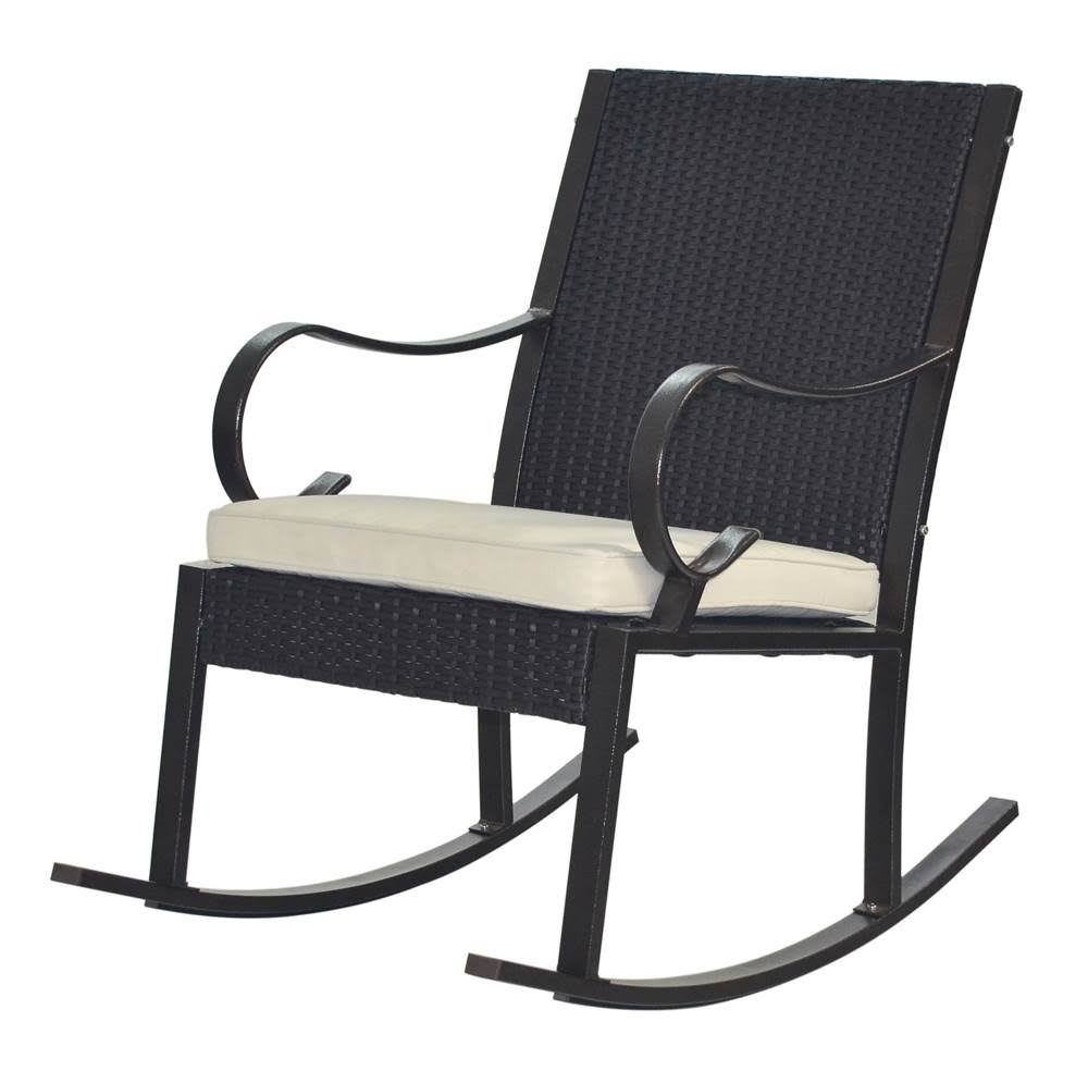 Wicker Rocking Chair with CUSHION, Size: Single, Brown 7Q_YIHOOW5W