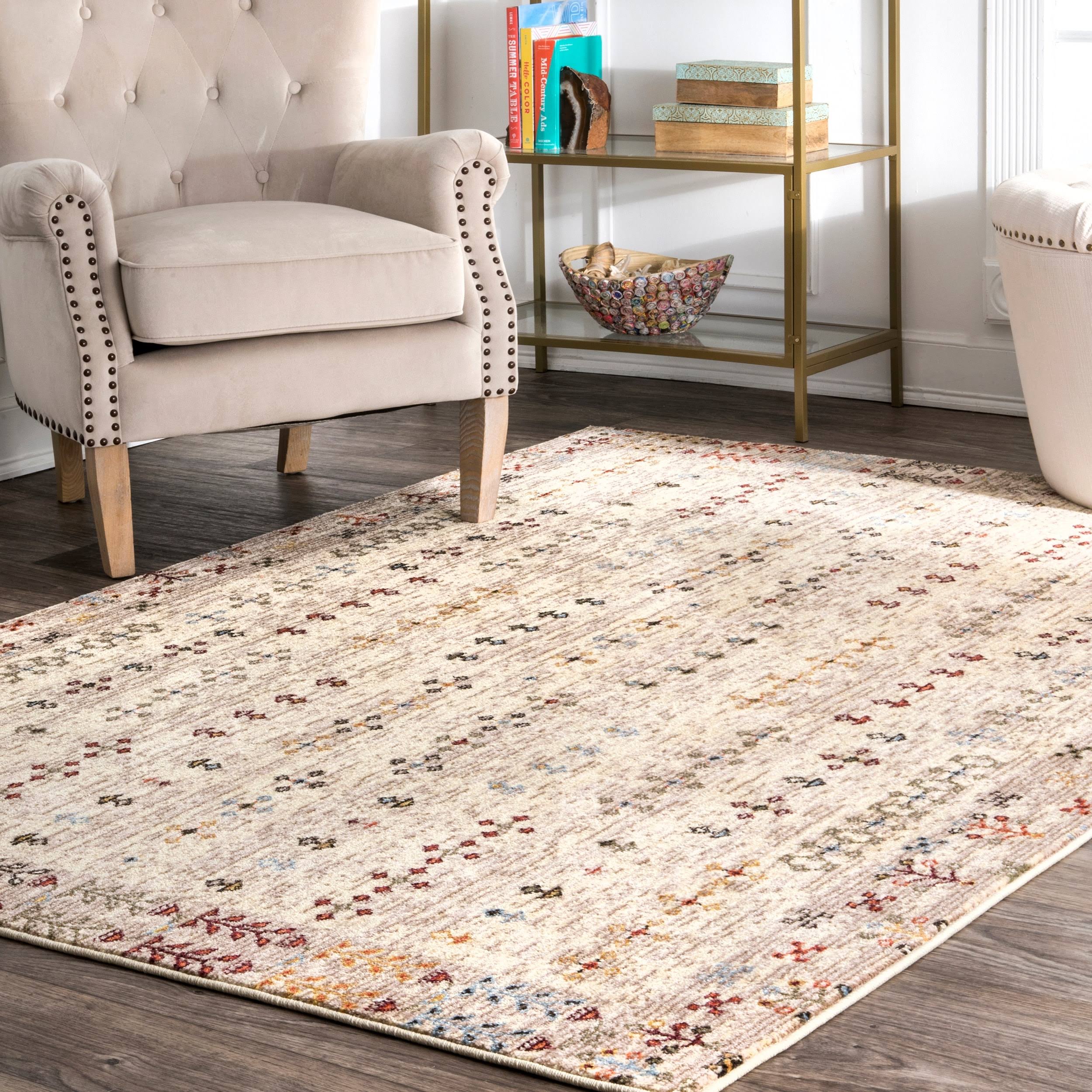 nuLOOM Beige Transitional Tribal Melange Cross Ombre Border Area Rug - 6' 7 K2_Q3LNDBWZ