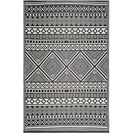 Lightweight Indoor Outdoor Reversible Plastic Area Rug - 5.9 x 8.9 Feet - Texas - Black/White, Size 5.9x8.9 KT_EA5Y9NLE