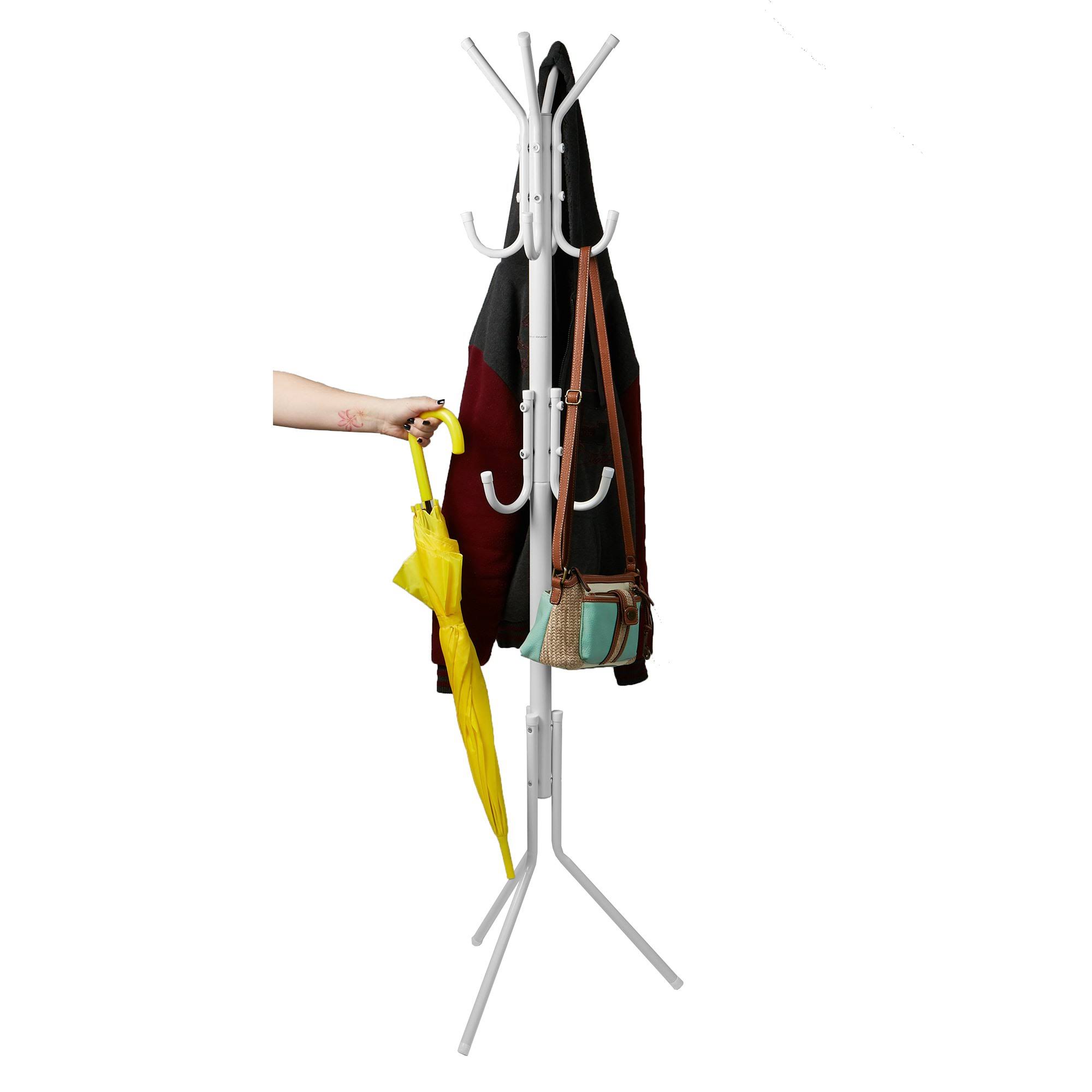 Mind Reader Standing 11-Hook Metal Coat Rack, White 9Z_RO0KFLJP