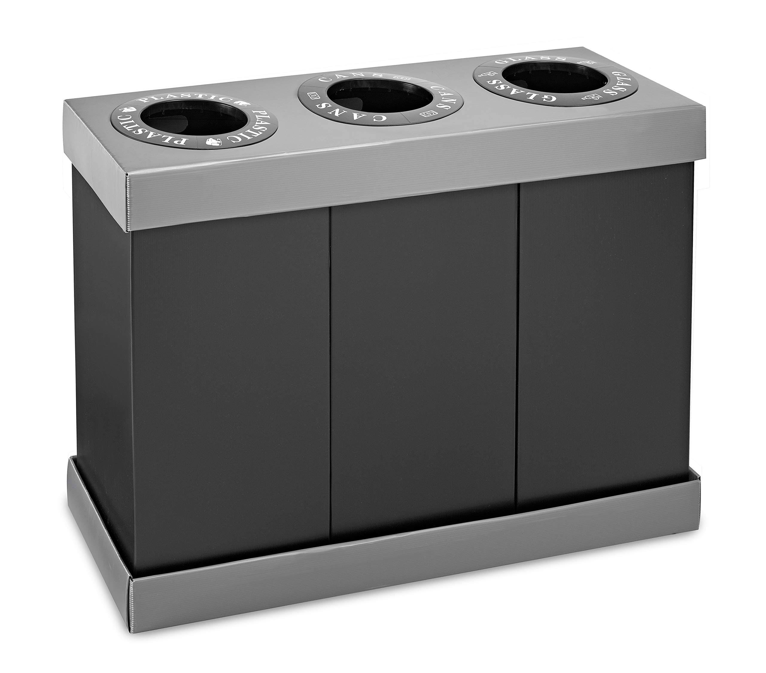 Alpine Industries 28 Gallon Recycling Indoor Corrugated Plastic 3 Bin Trash Can WB_KKXQF8T4
