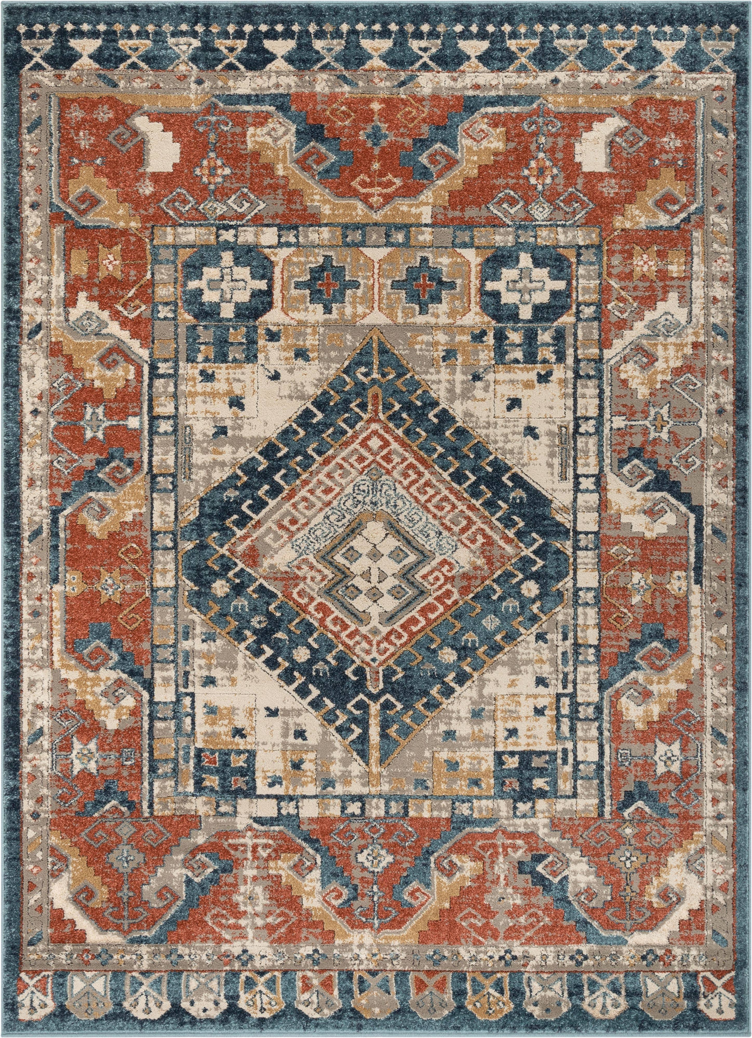 Well Woven Tikal Kata Blue Rust Vintage Medallion 2'7 inch x 9'10 inch Runner Distressed Area Rug X8_YR4UT0P3