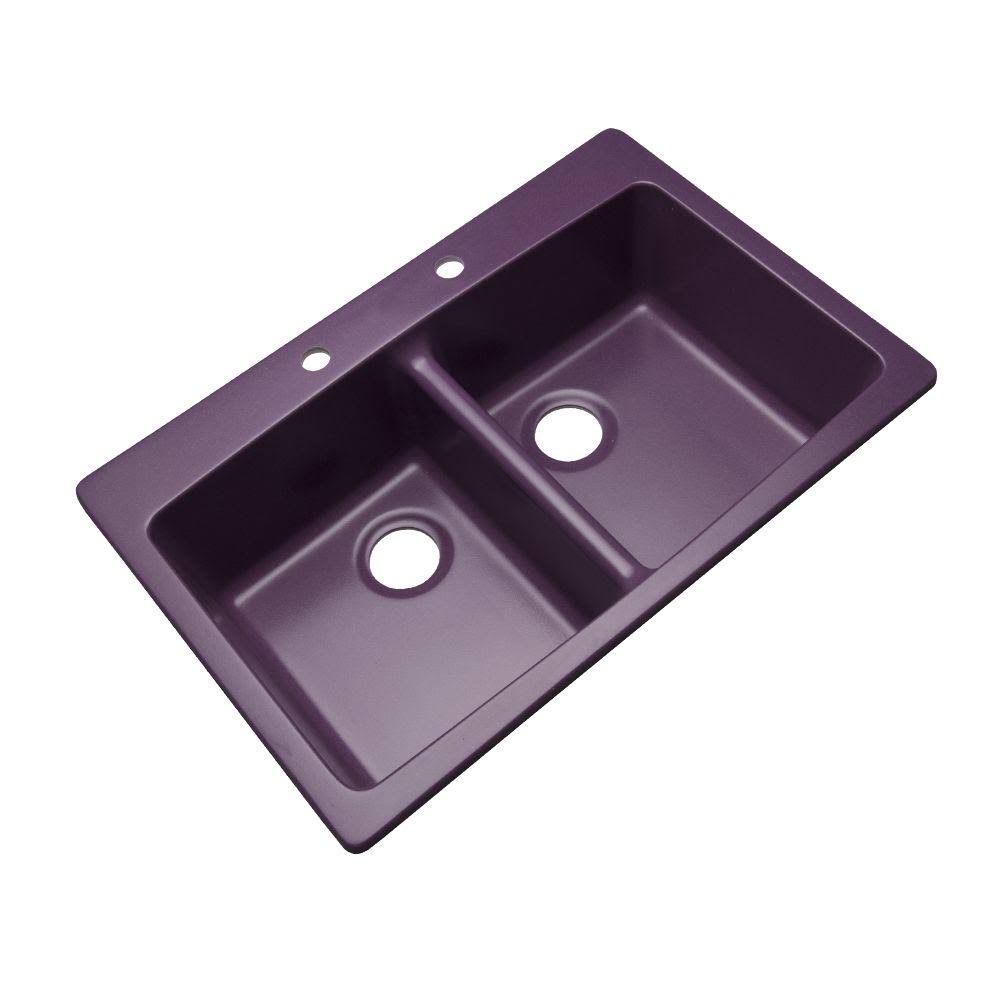 Mont Blanc Waterbrook Dual Mount Composite Granite 33 in. 2-Hole Double Bowl Kitchen Sink in Plum, Purple 79270Q CZ_UDHDCLG7