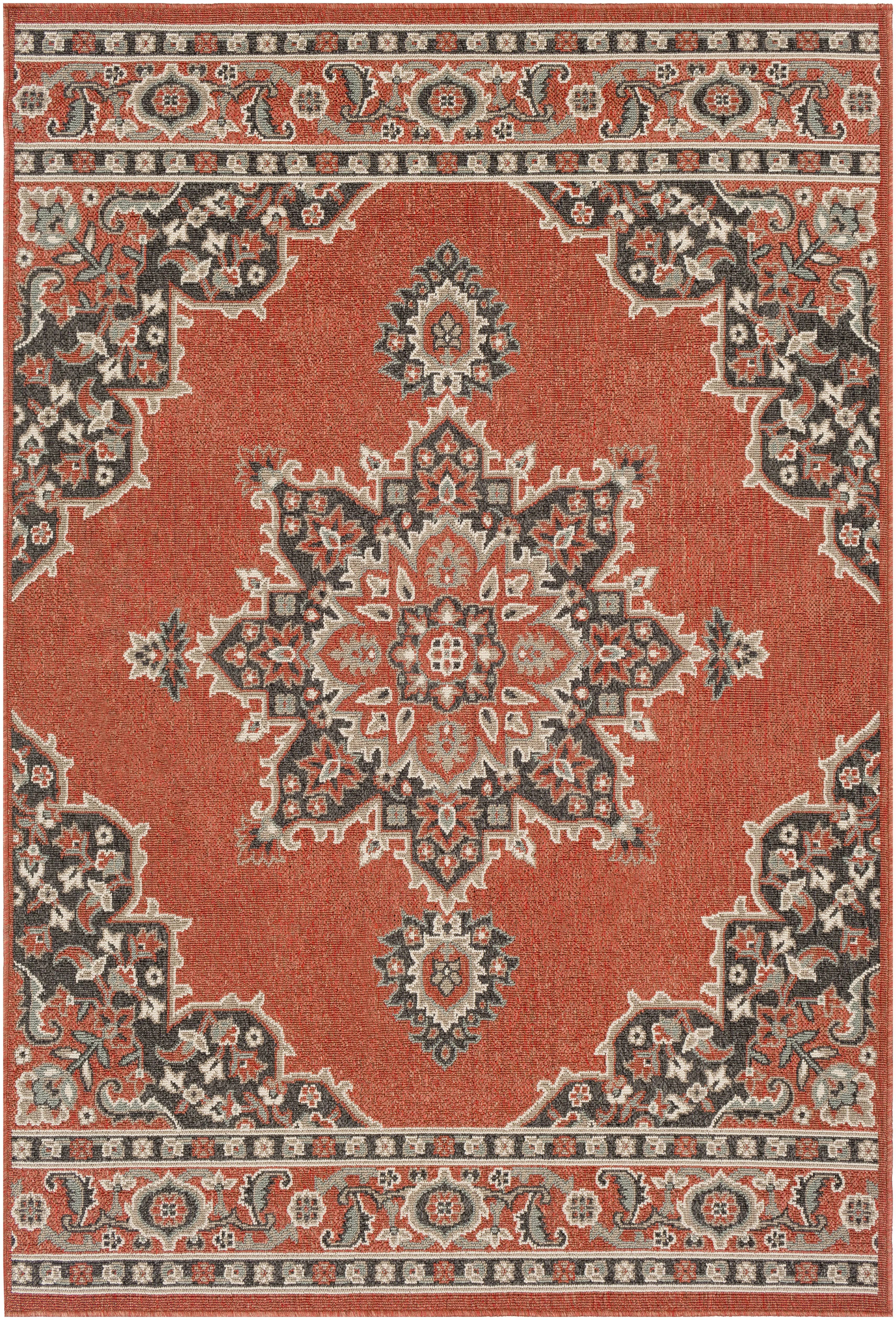 Surya Alfresco ALF-9672 Area Rug 8'9 inch Square, Orange XC_OJJHBA7L