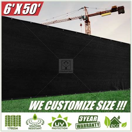 ColourTree 6' x 50' Privacy Fence Screen Fence Cover Fabric Mesh Black - Commercial Grade 170 GSM - Heavy Duty - 3 Years Warrant VA_WC78P86A