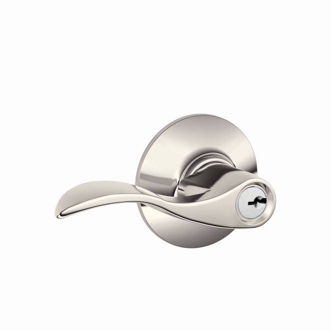 Schlage Residential F51A ACC 618 Accent Lever Keyed Entry Lock C Keyway with 16211 Latch and 10063 Strike Bright Nickel Finish SW_OVXBDWD3