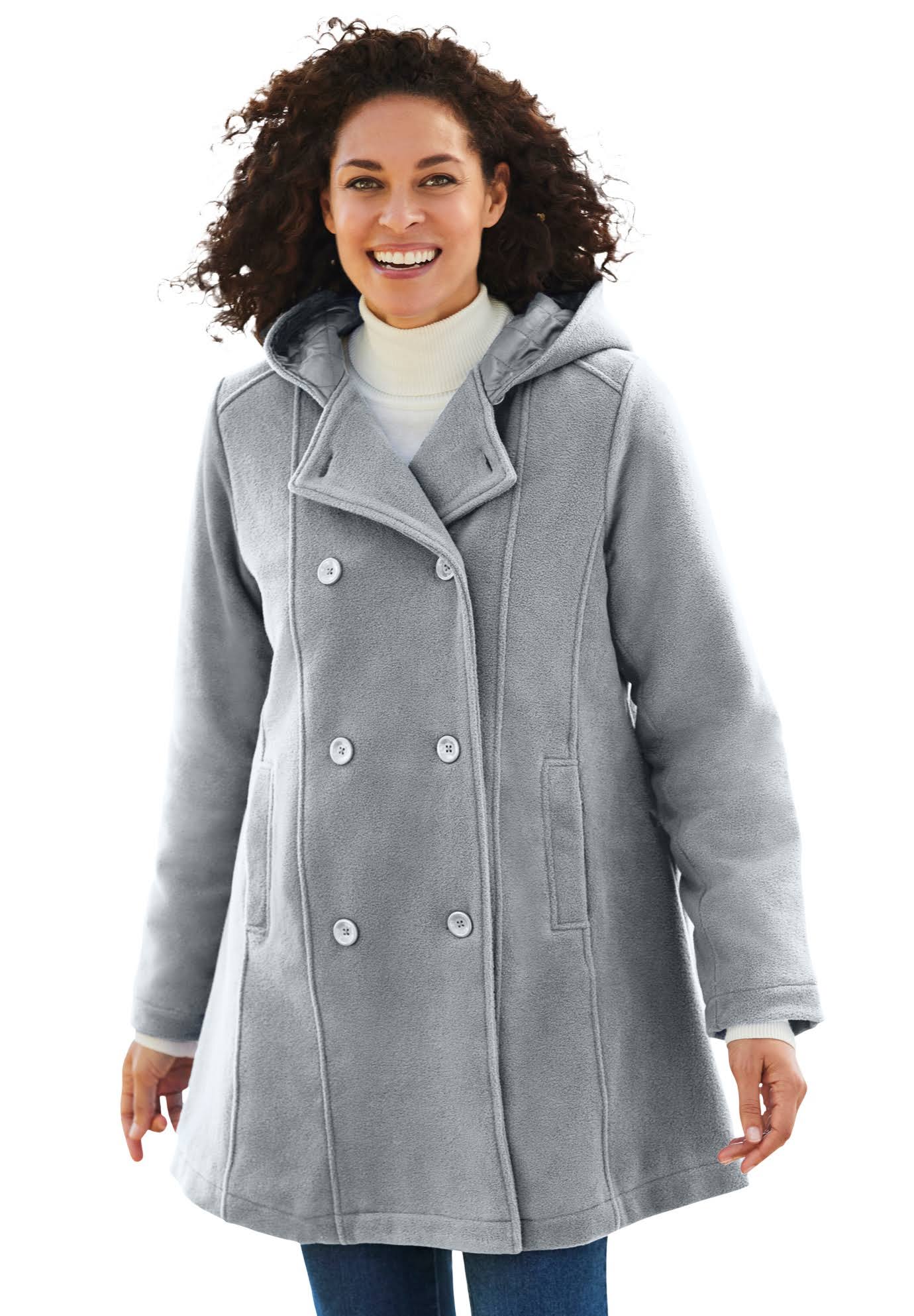 Plus Size Women's Double-Breasted Hooded Fleece Peacoat By Woman Within In Black (Size 20 W) OZ_ORKL9FVW