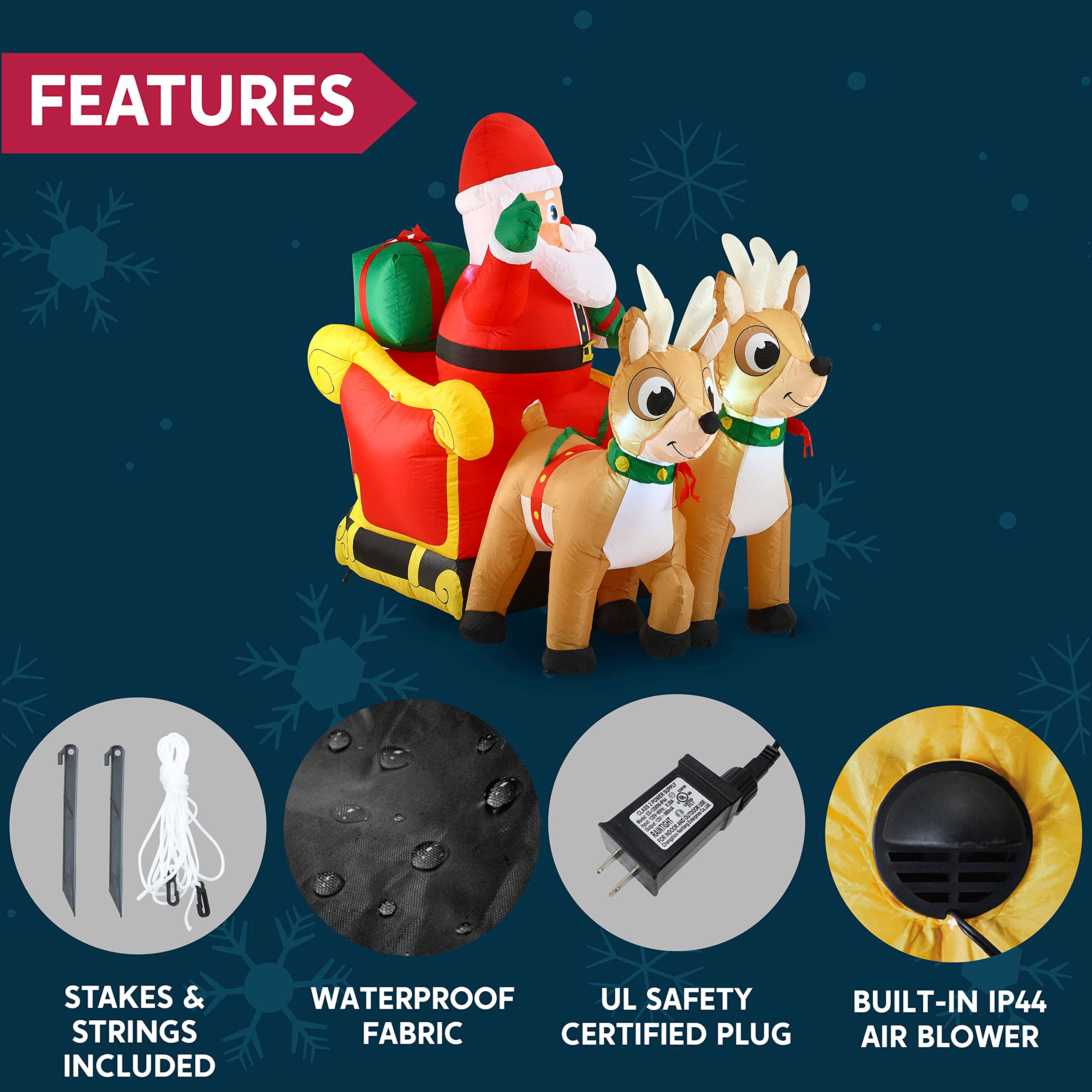 Joiedomi 6 Ft Christmas Inflatable Santa On BO_DFIY9UHJ