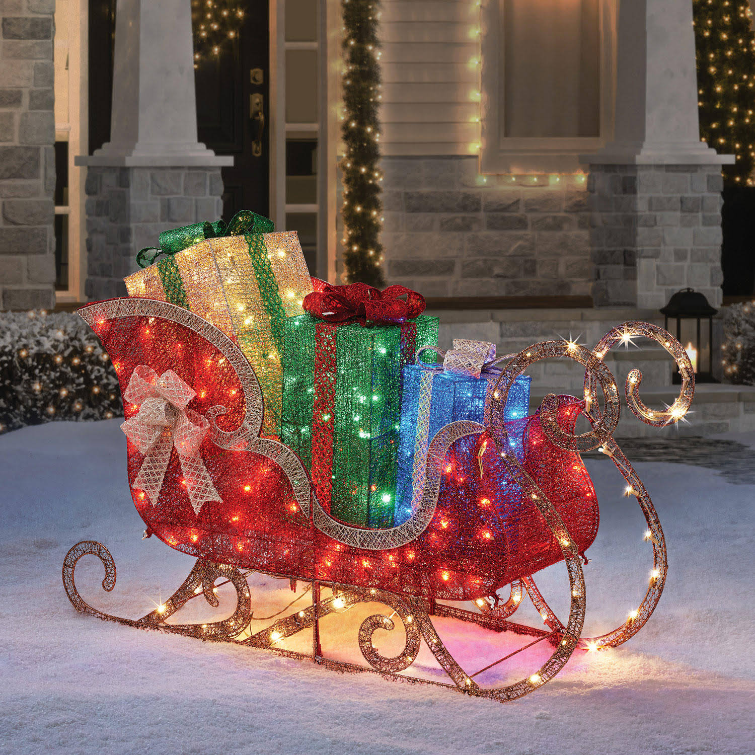 Pre-Lit Twinkling Sleigh - Christmas VD_7FXZPVUR