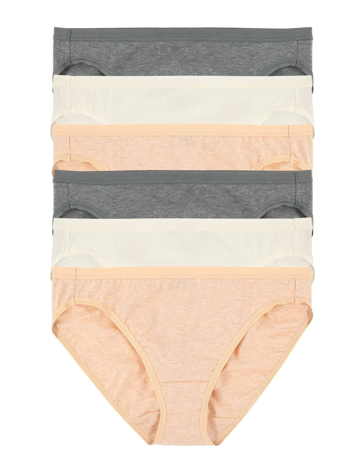 Felina Organic Cotton Bikini Underwear For Women - Bikini Panties For Women (6-Pack) (Large, Sandalwood) M6_FVYTAD3O