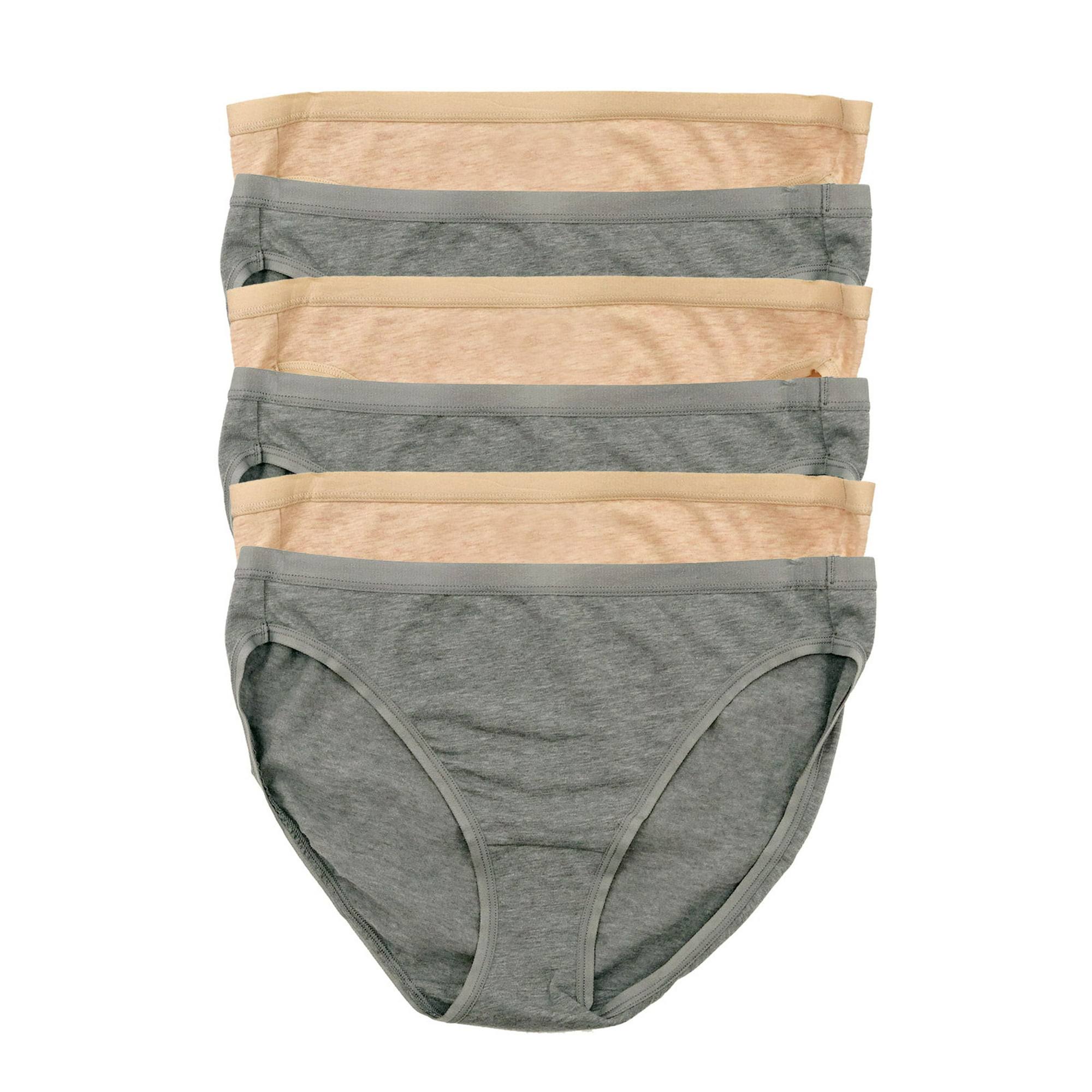 Felina Organic Cotton Bikini Underwear For Women - Bikini Panties For Women (6-Pack) (Large, Sandalwood) M6_FVYTAD3O