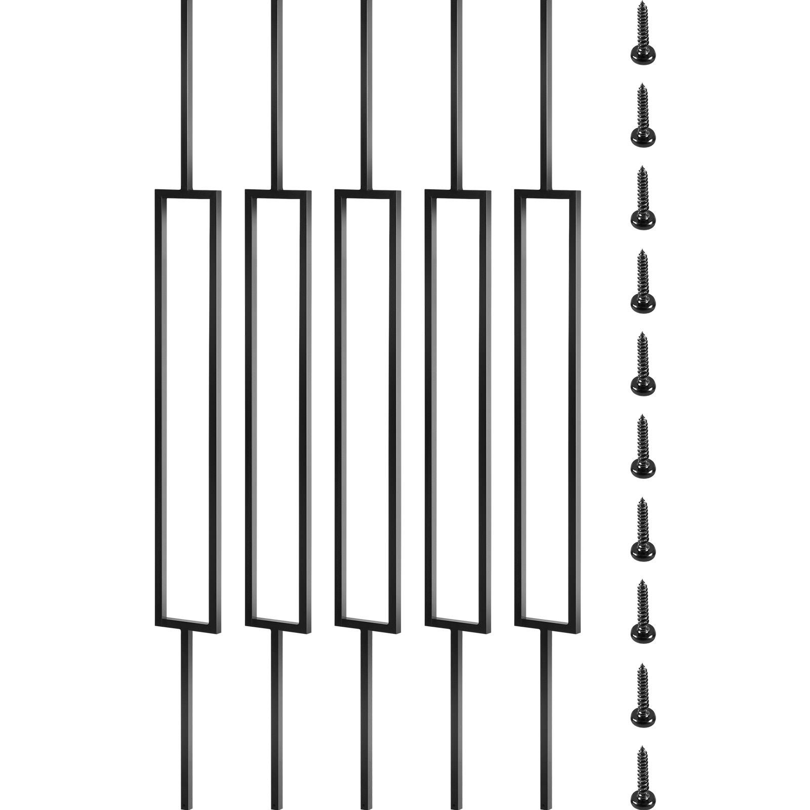 Vevor 44 In. X 0.5 In. Deck Balusters Metal Deck Spindles Iron Staircase Baluster Black Baluster For Outdoor (10-Pack) IK_AB129MOT