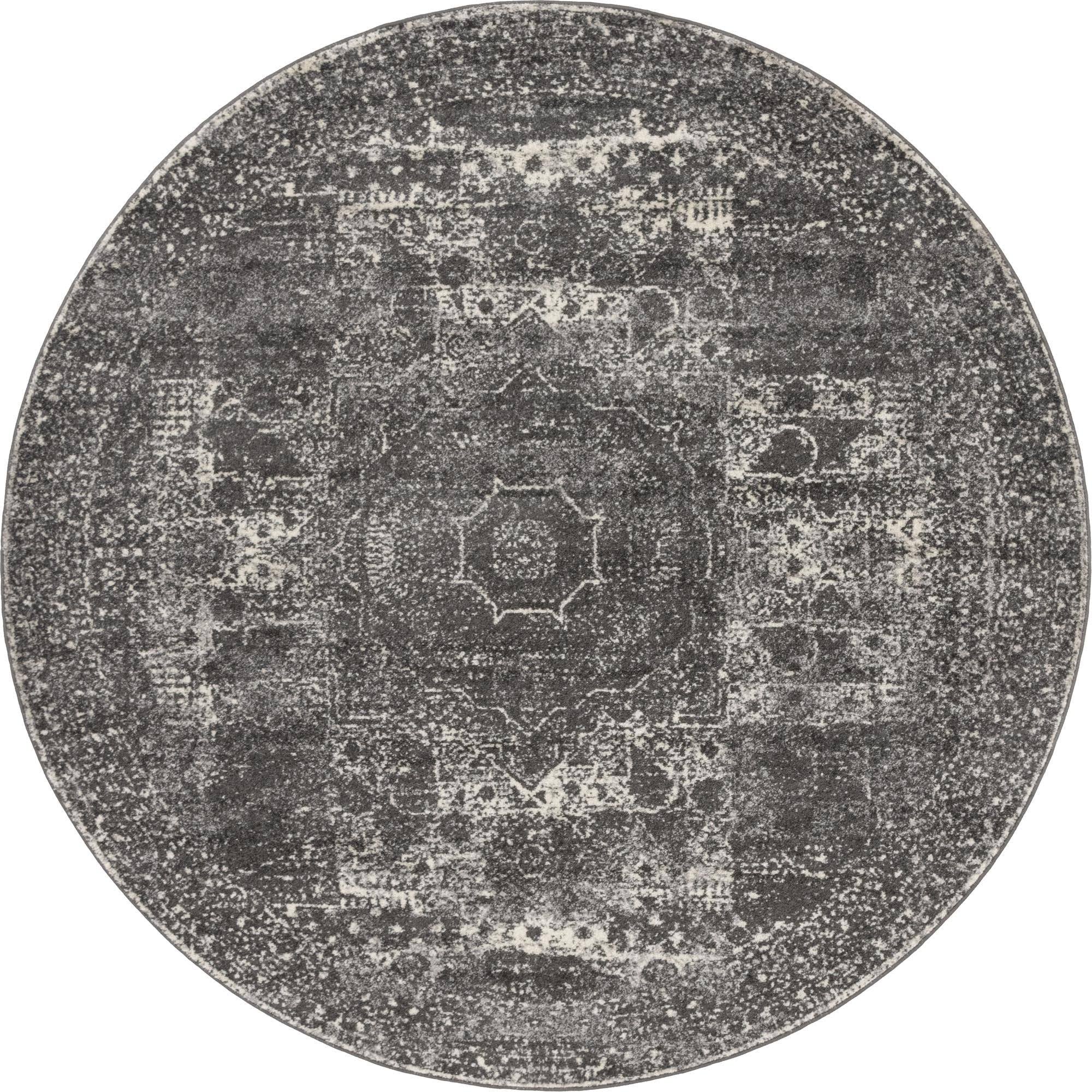 Dover 8 Ft Round Dark Gray Gray Bohemian, Geometric Area XI_9DYKNQBP
