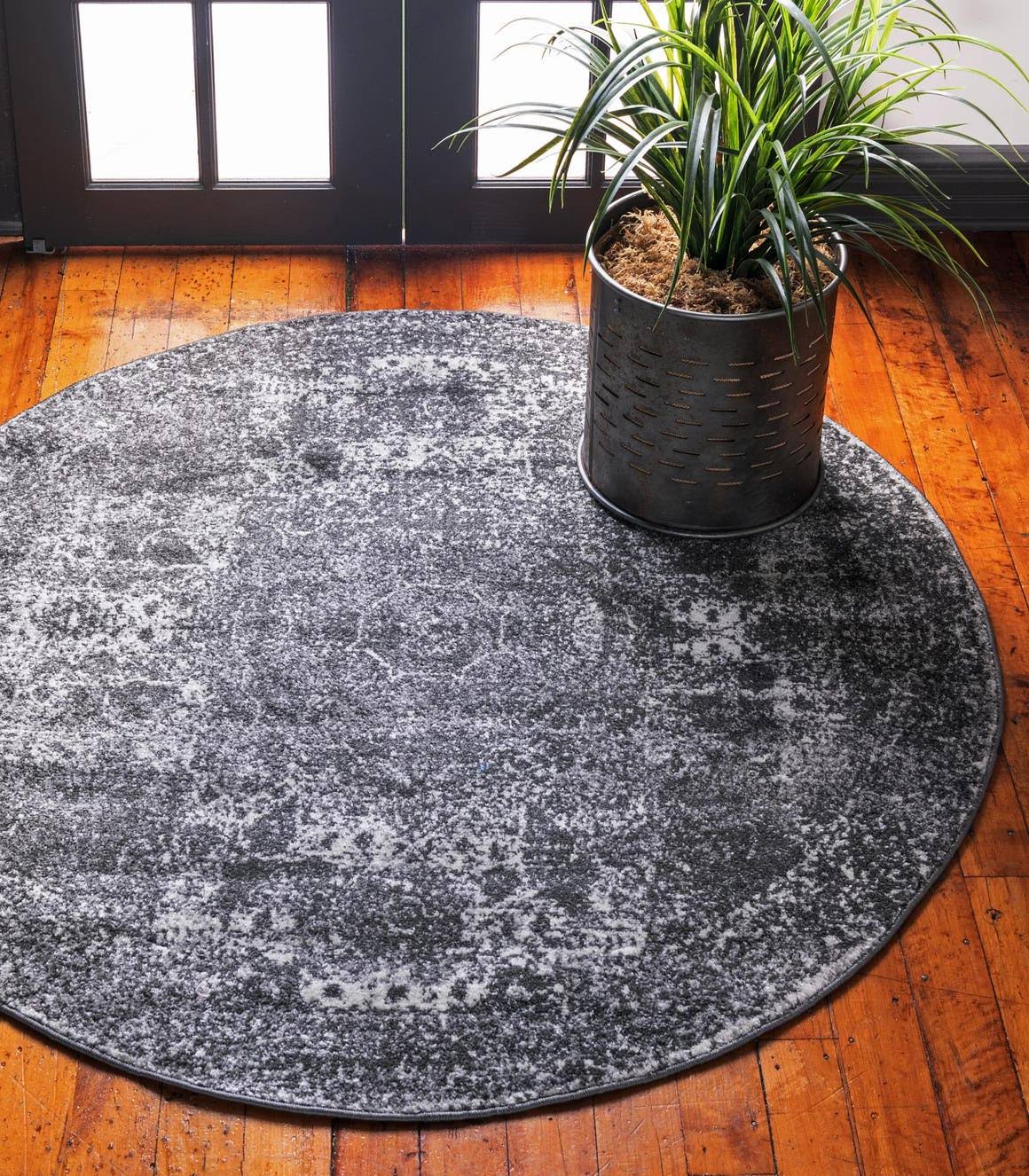 Dover 8 Ft Round Dark Gray Gray Bohemian, Geometric Area XI_9DYKNQBP