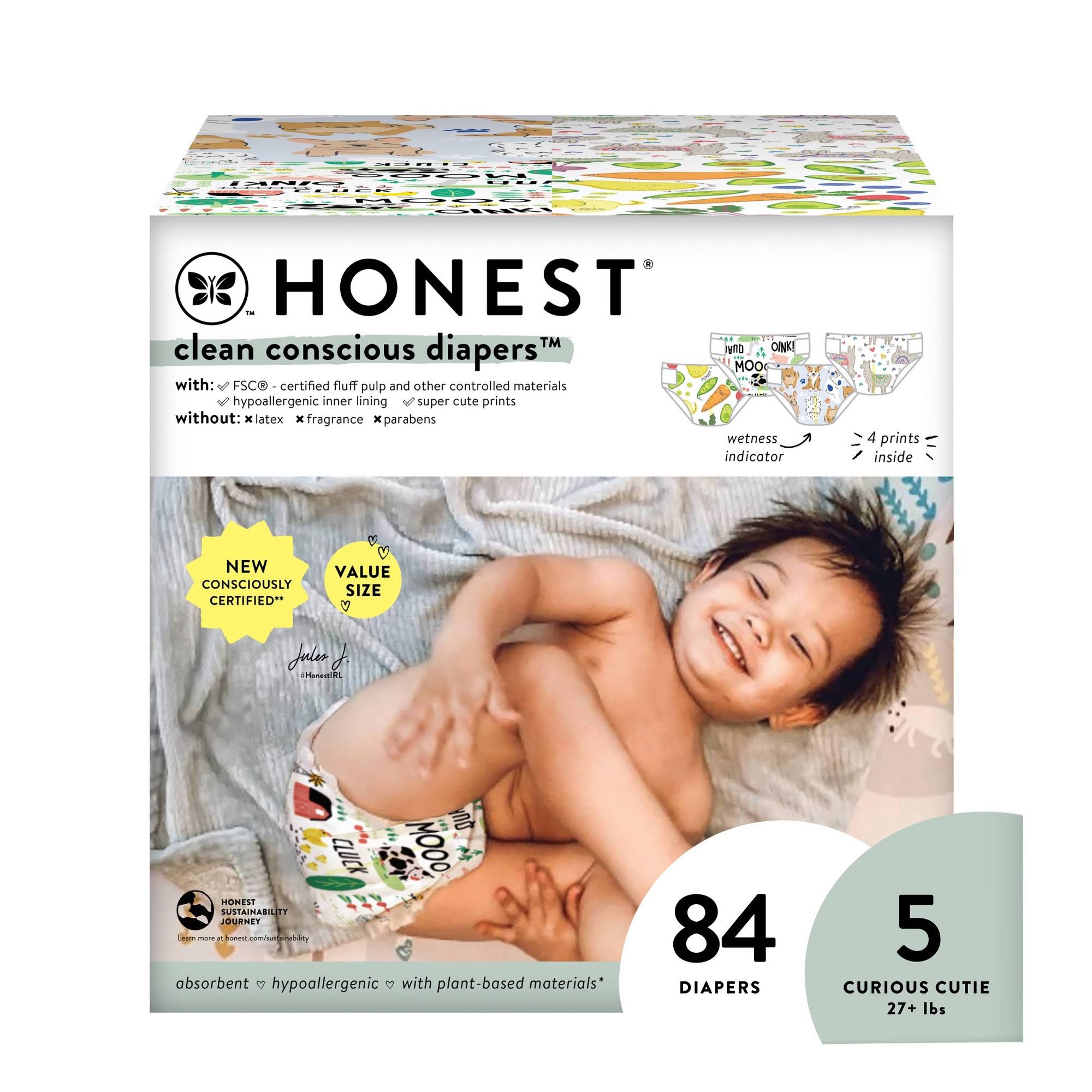 The Honest Company Clean Conscious Disposable Diapers Four Print Pack - Size 5 - H8_NIM6TRVZ