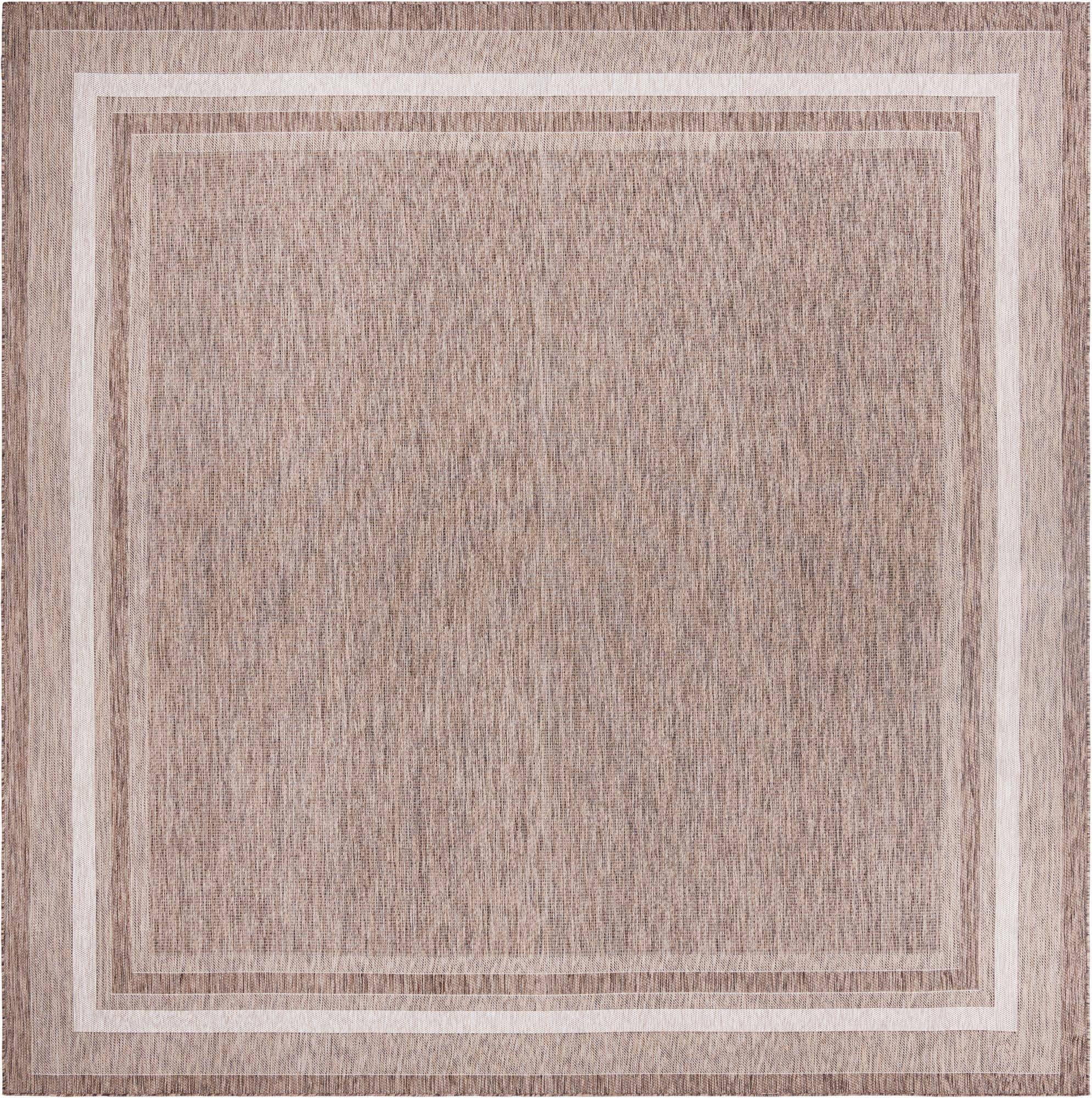 Outdoor Border 13 Ft Square Brown Area Rug Indoor Outdoor EB_7CXS0QWS