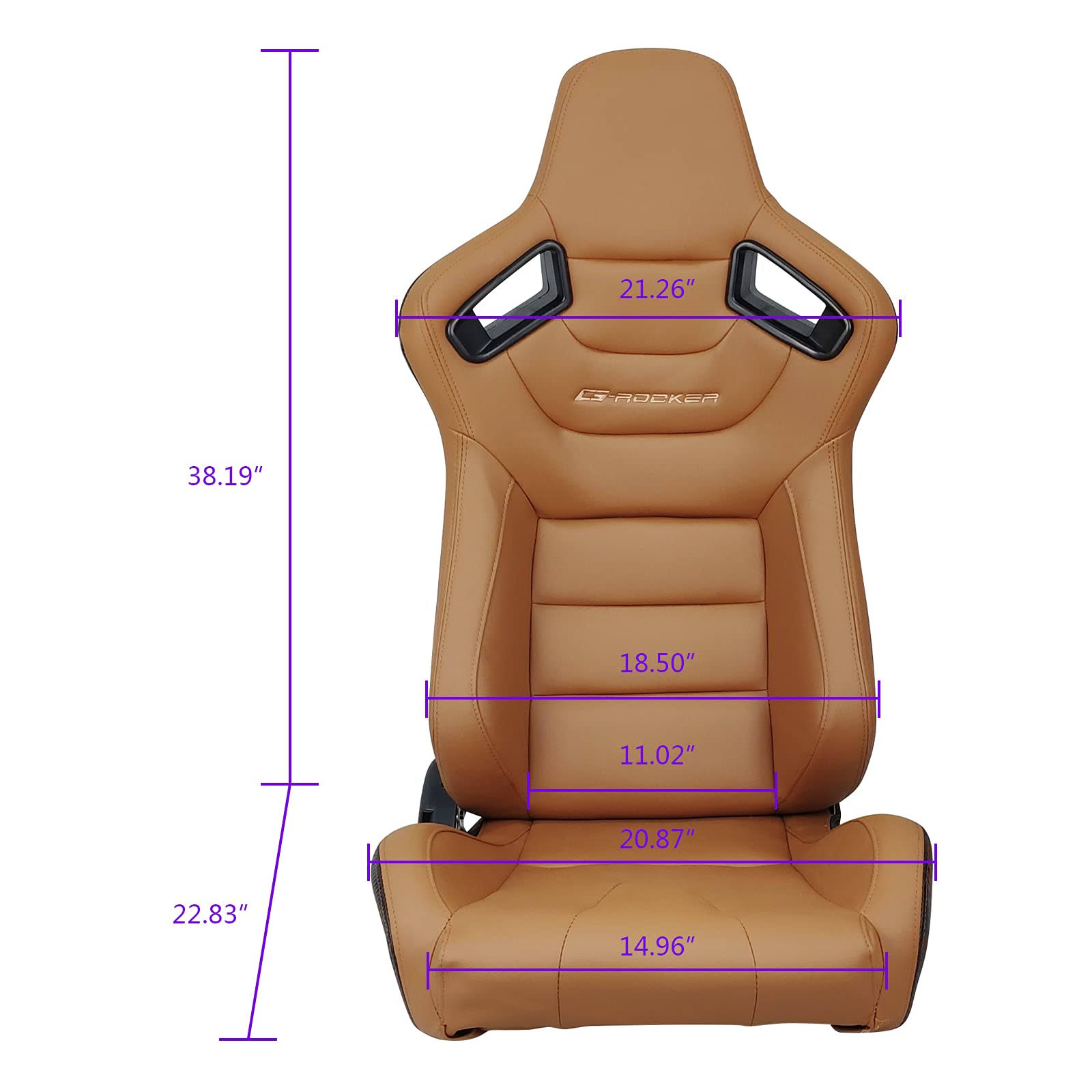 Ikon Motorsports, Universal Racing Seats Pair With Dual Sliders, Brown Pu & Carbon Leather Reclinable Left LA_RIUFWJ61