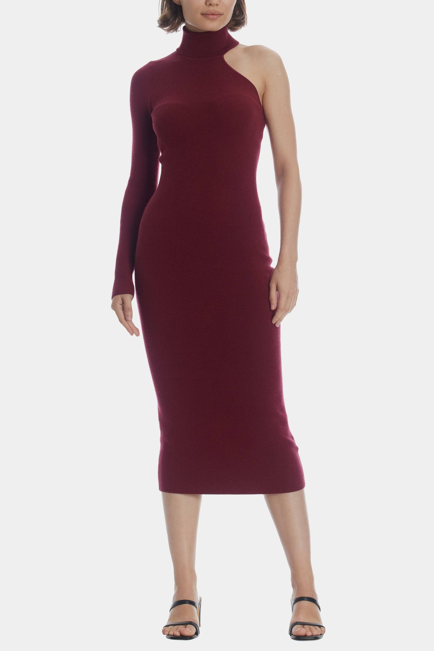 Bardot Women's One Sleeve Turtleneck Dress - Brown - Size M - RR_Y0R12DSK