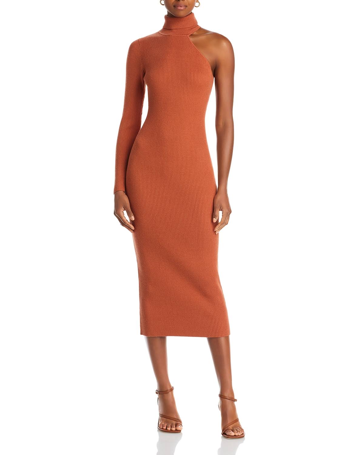 Bardot Women's One Sleeve Turtleneck Dress - Brown - Size M - RR_Y0R12DSK