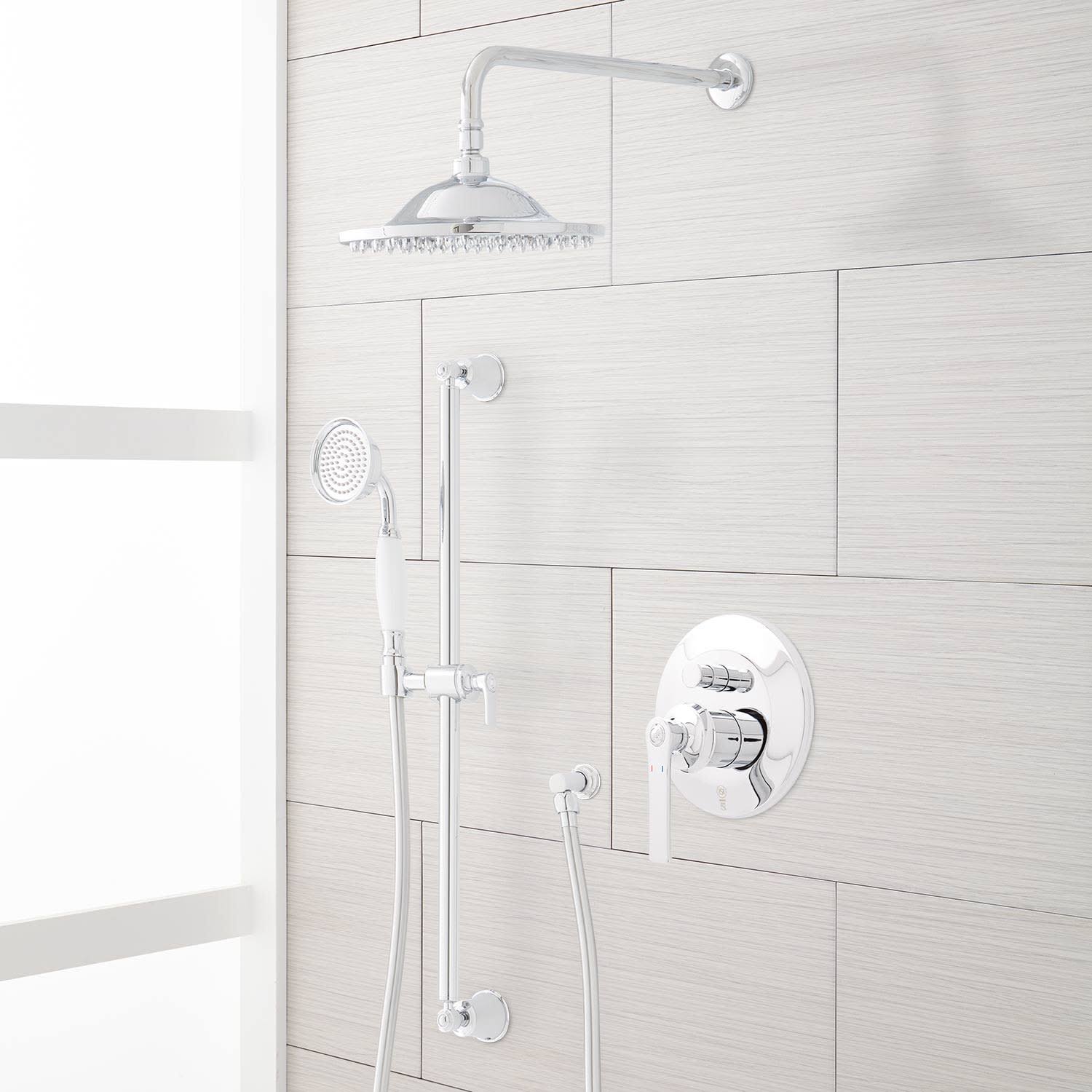 Signature Hardware 942309-8-1.8 Cooper Pressure Balanced Shower System With 8x22 Rain Shower Head And Hand Shower - Rough In Inc 76_7YMG9CBI