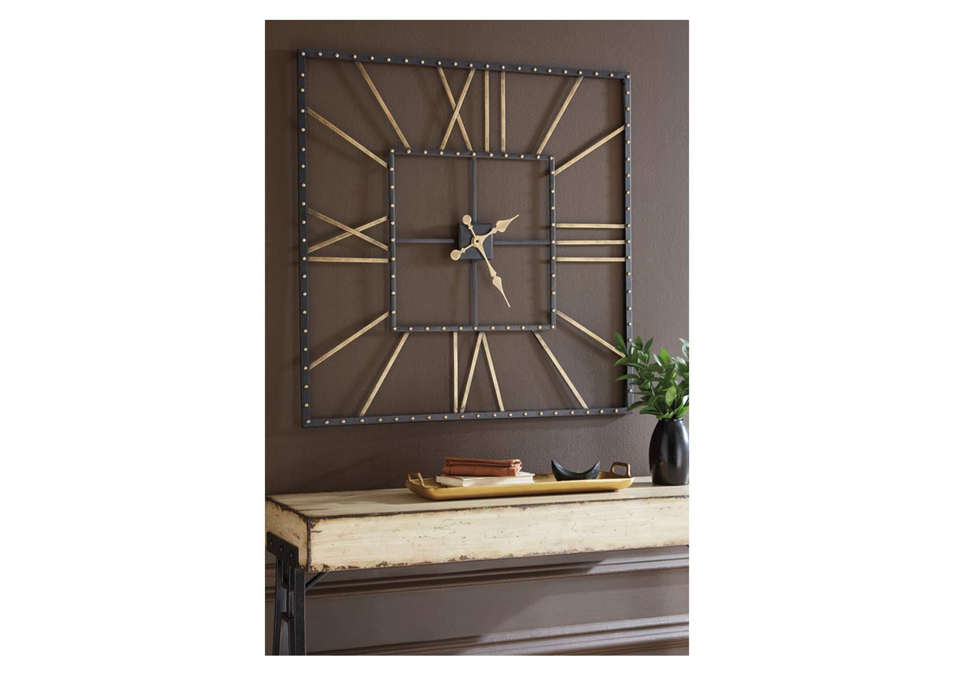 Thames Wall Clock, Black/Gold Finish By PQ_IYUWWHWA