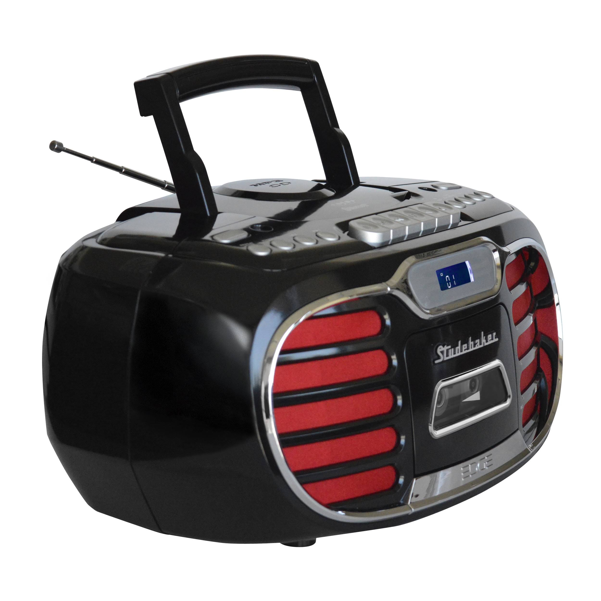 Studebaker Retro Edge Big Sound Bluetooth Boombox With Cd/Cassette Player-Recorder/Am-Fm Stereo Radio, FS_J71NVSWS