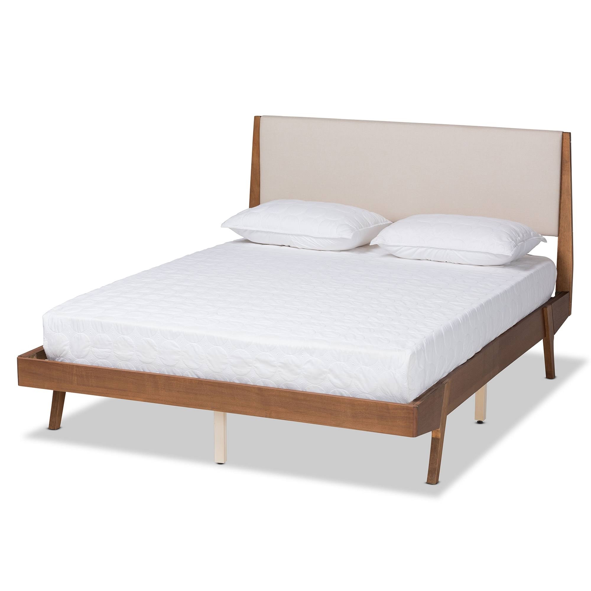 Baxton Studio Senna Mid-Century Modern Fabric Upholstered Wood Platform Bed In Beige CT_NCY3ELPI