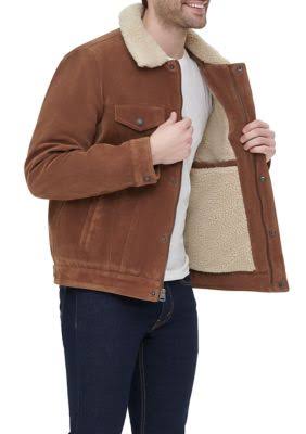 Levi's Cognac Sherpa-Lined Faux Suede Trucker Jacket - Cognac RC_0Z5Q2ZWY